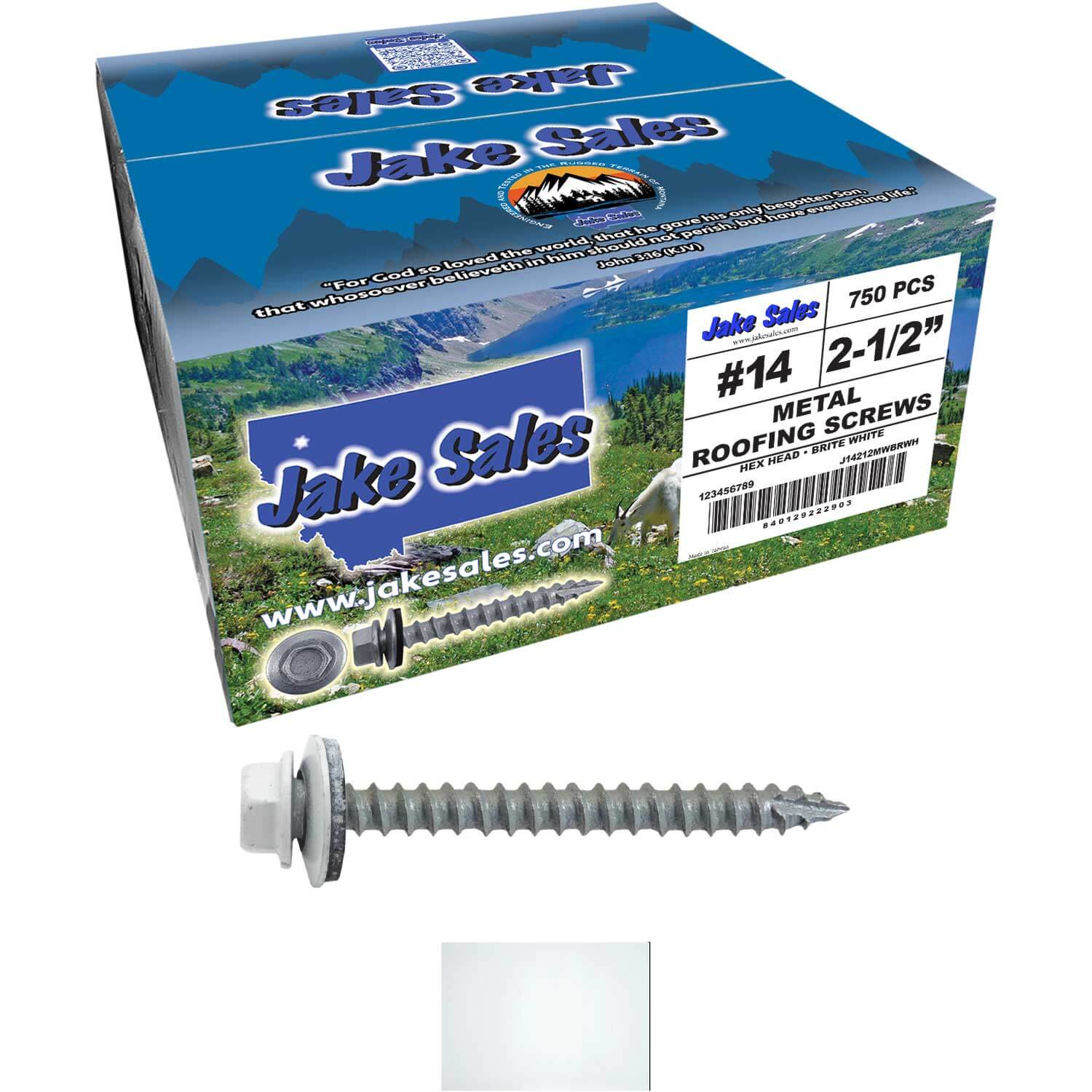 #14 x 2-1/2" Metal ROOFING SCREWS - Hex Washer Head - Self starting/self tapping - EPDM washer. Colored head. - Image 82