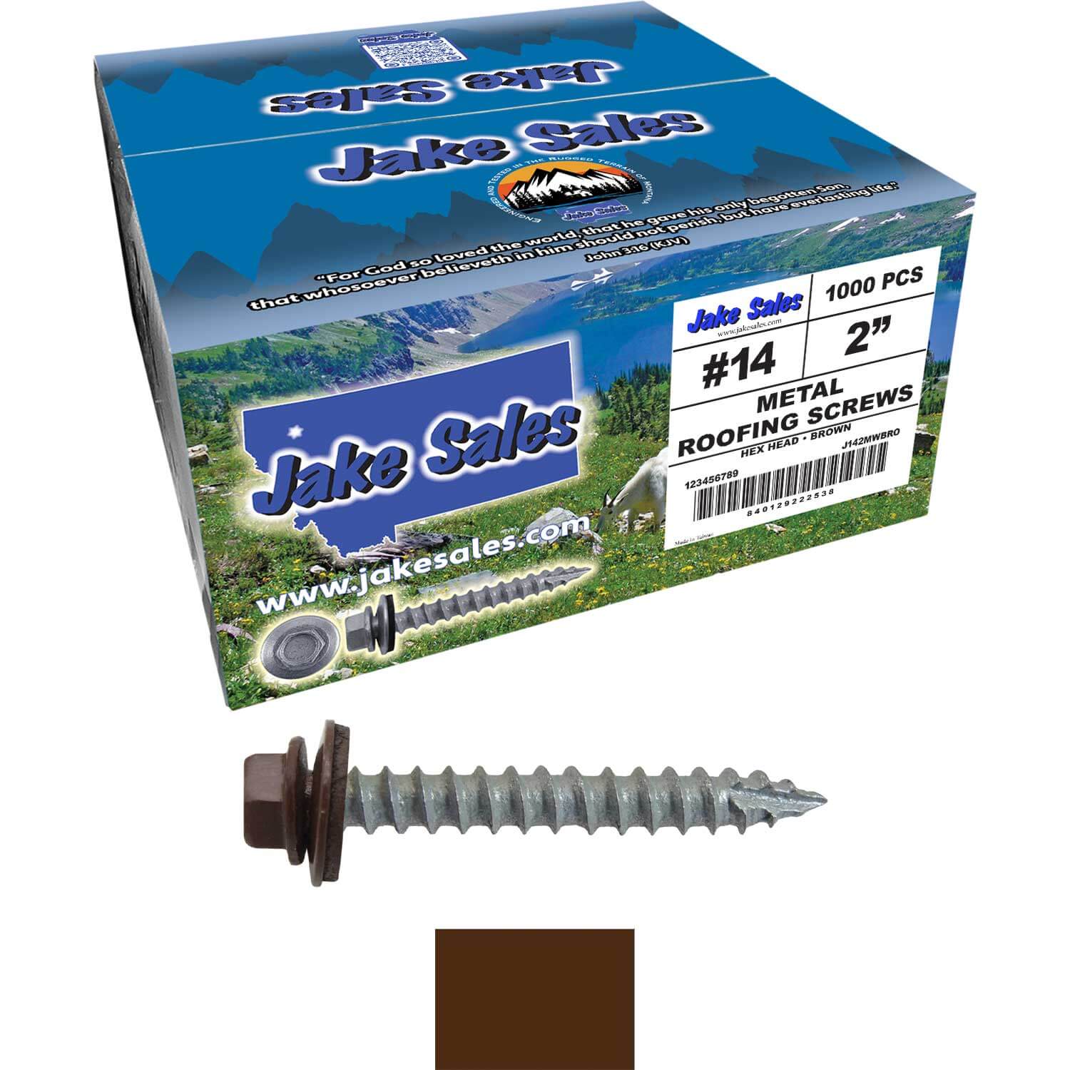 #14 x 2" Metal ROOFING SCREWS - Hex Washer Head - Self starting/self tapping - EPDM washer. Colored head. - Image 115