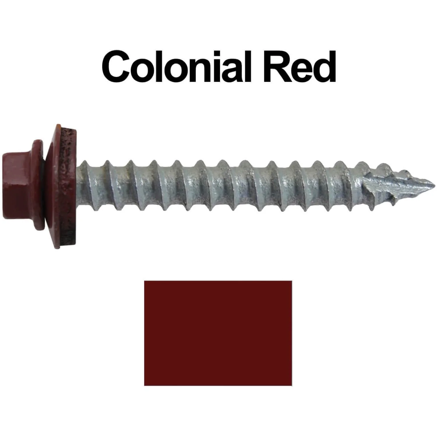 #14 x 2" Metal ROOFING SCREWS - Hex Washer Head - Self starting/self tapping - EPDM washer. Colored head. - Image 12