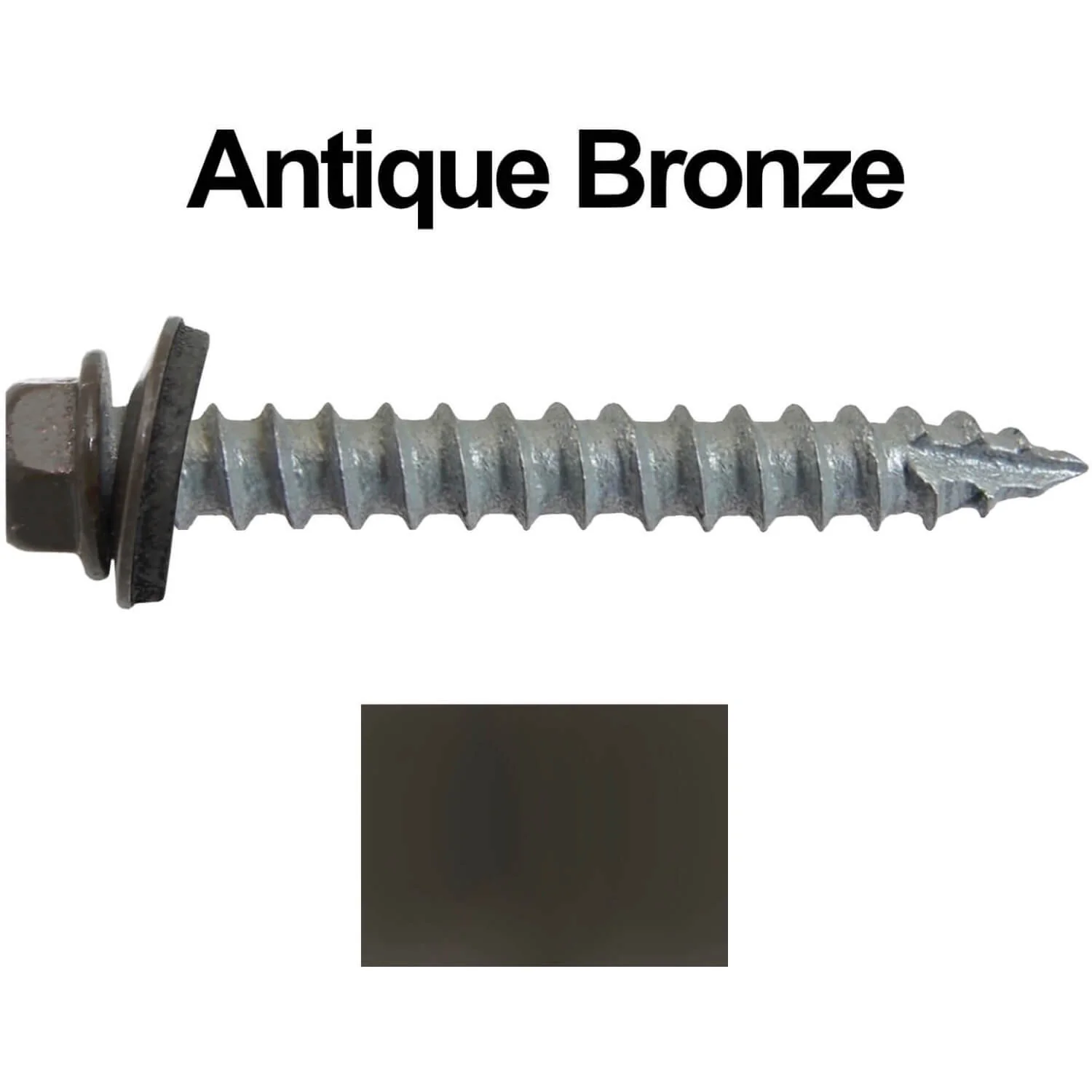 #14 x 2" Metal ROOFING SCREWS - Hex Washer Head - Self starting/self tapping - EPDM washer. Colored head. - Image 129