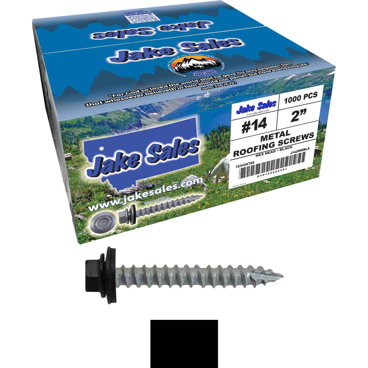 #14 x 2" Metal ROOFING SCREWS - Hex Washer Head - Self starting/self tapping - EPDM washer. Colored head. - Image 201
