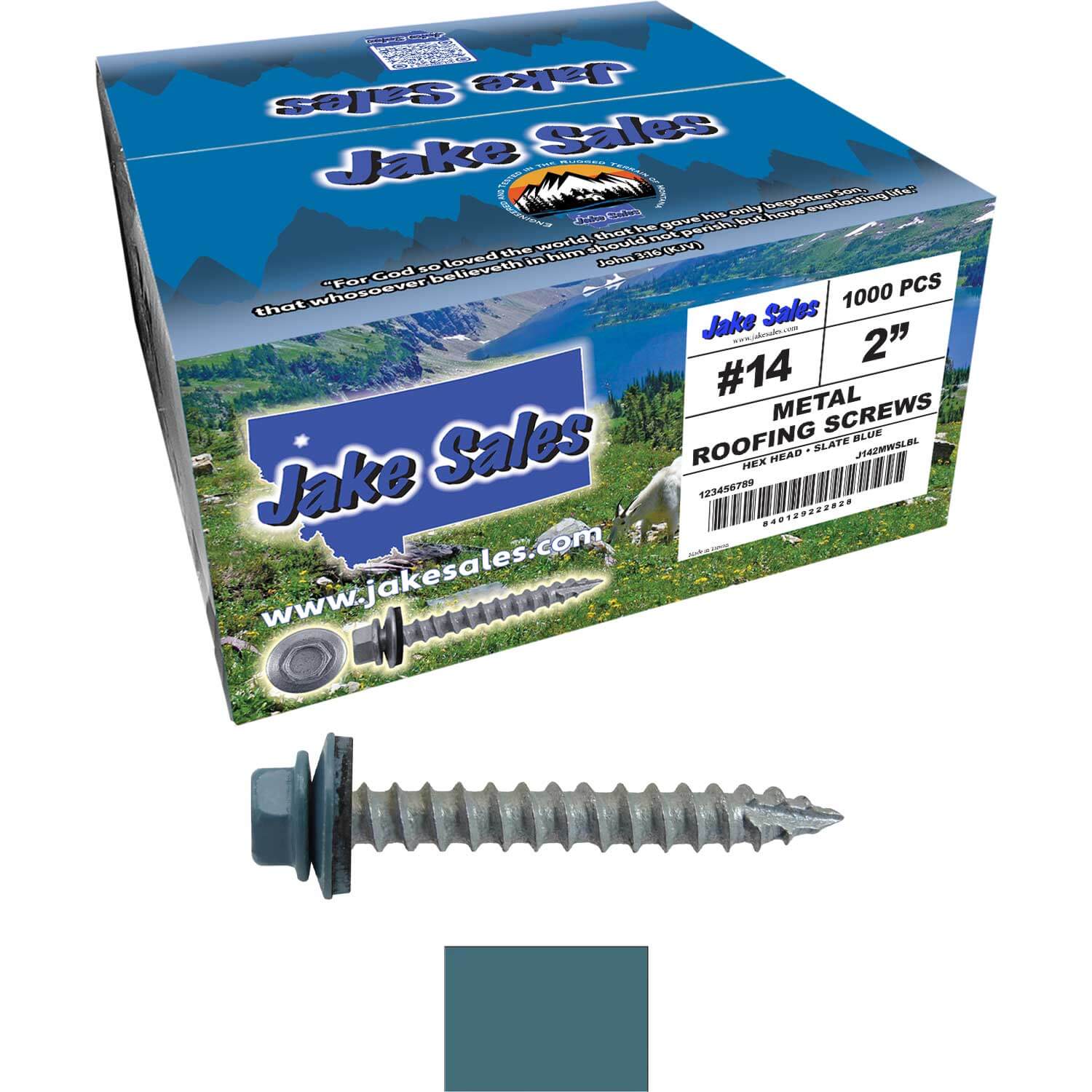 #14 x 2" Metal ROOFING SCREWS - Hex Washer Head - Self starting/self tapping - EPDM washer. Colored head. - Image 209