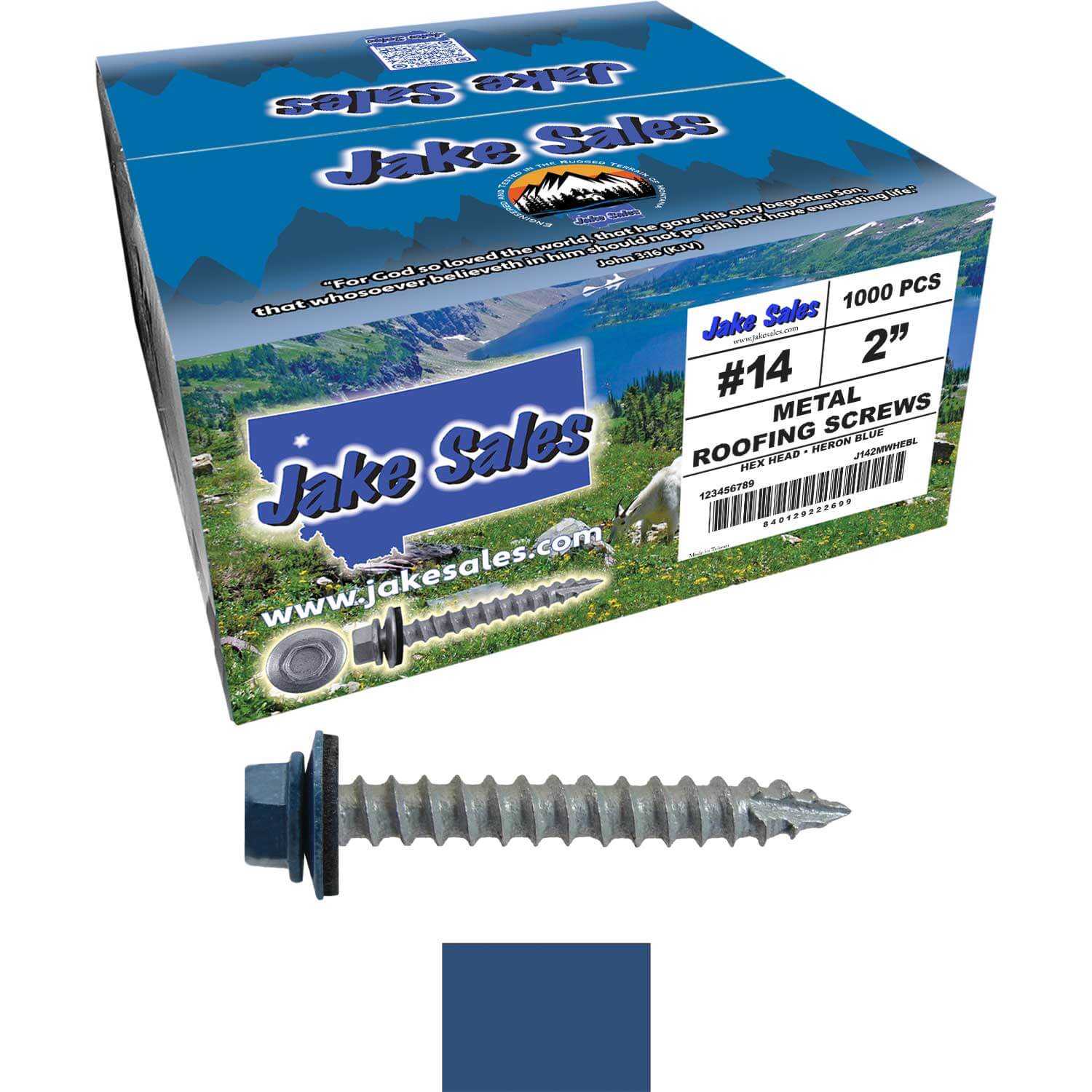 #14 x 2" Metal ROOFING SCREWS - Hex Washer Head - Self starting/self tapping - EPDM washer. Colored head. - Image 222