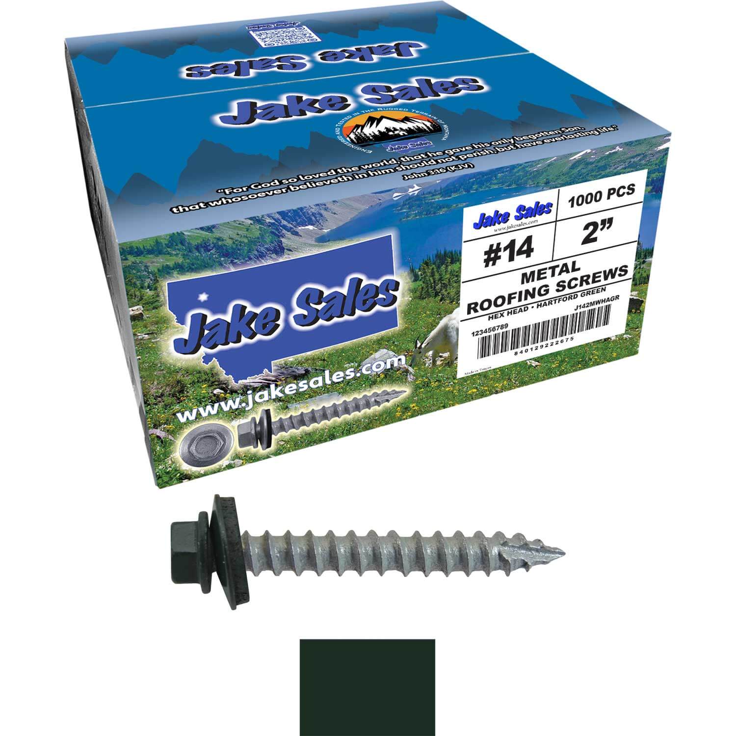 #14 x 2" Metal ROOFING SCREWS - Hex Washer Head - Self starting/self tapping - EPDM washer. Colored head. - Image 59