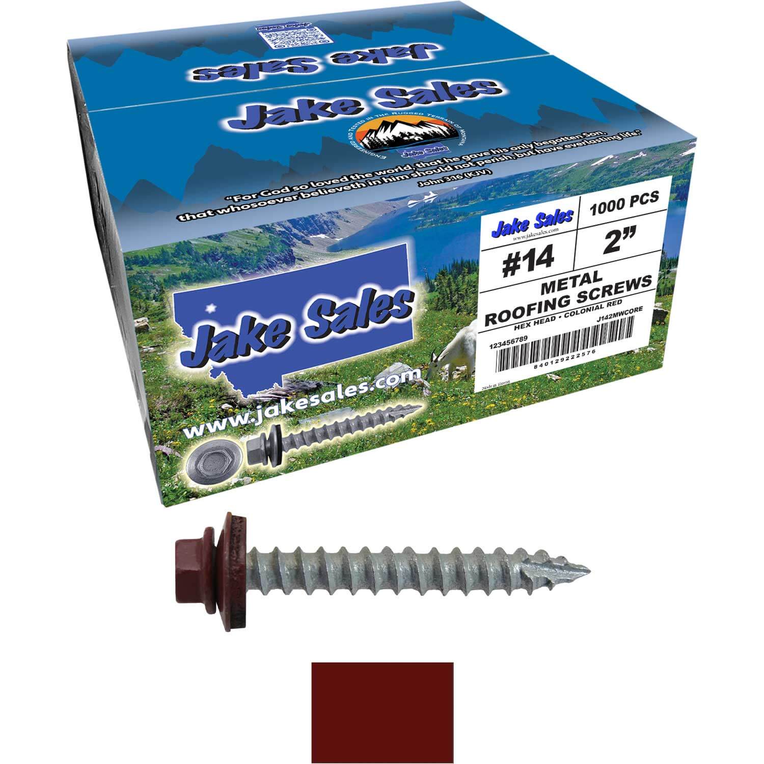 #14 x 2" Metal ROOFING SCREWS - Hex Washer Head - Self starting/self tapping - EPDM washer. Colored head. - Image 69
