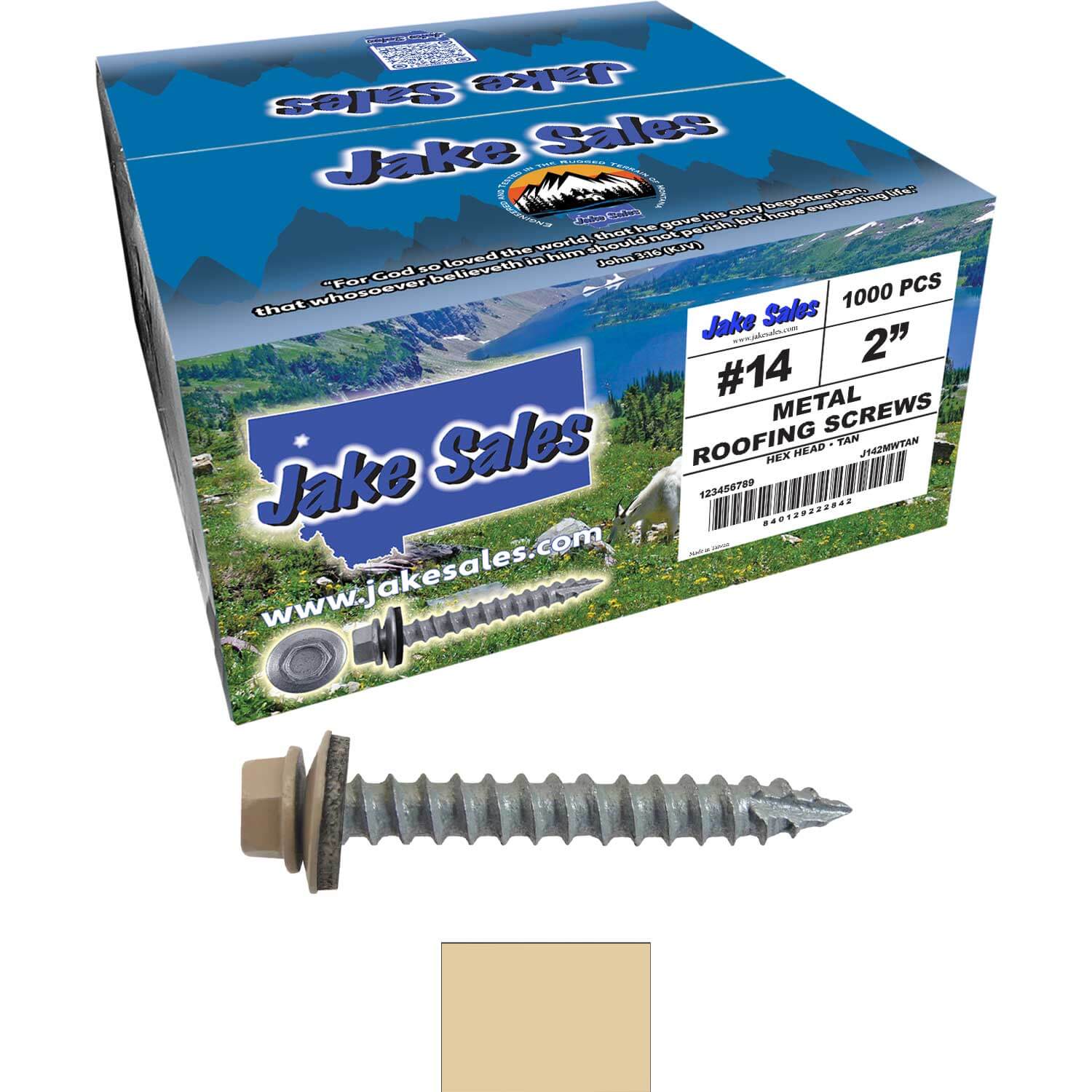 #14 x 2" Metal ROOFING SCREWS - Hex Washer Head - Self starting/self tapping - EPDM washer. Colored head. - Image 83