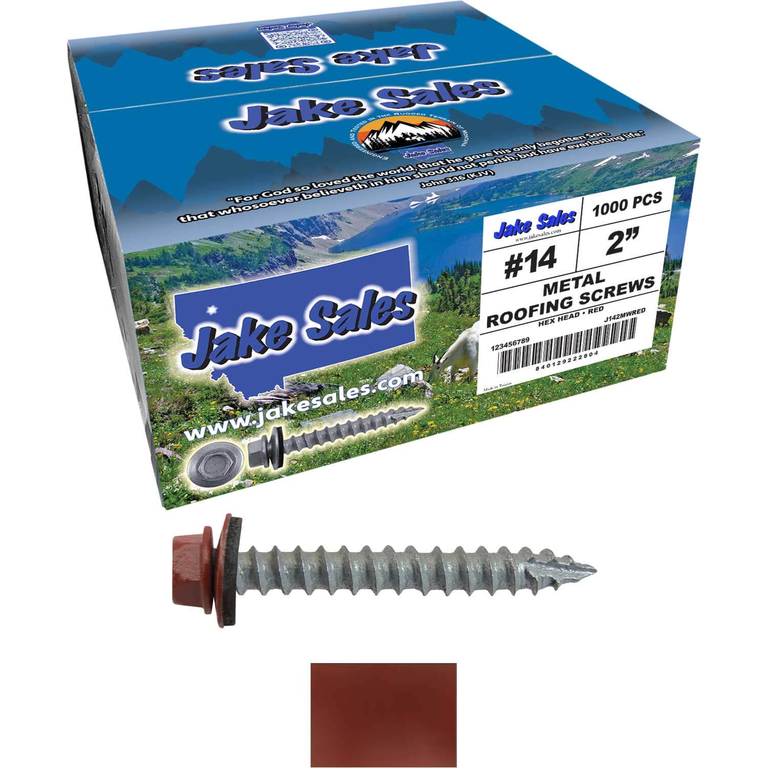 #14 x 2" Metal ROOFING SCREWS - Hex Washer Head - Self starting/self tapping - EPDM washer. Colored head. - Image 87