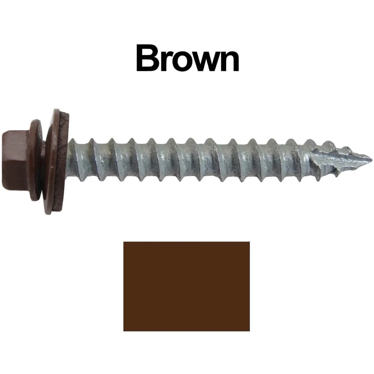 #14 x 2" Metal ROOFING SCREWS - Hex Washer Head - Self starting/self tapping - EPDM washer. Colored head. - Image 9