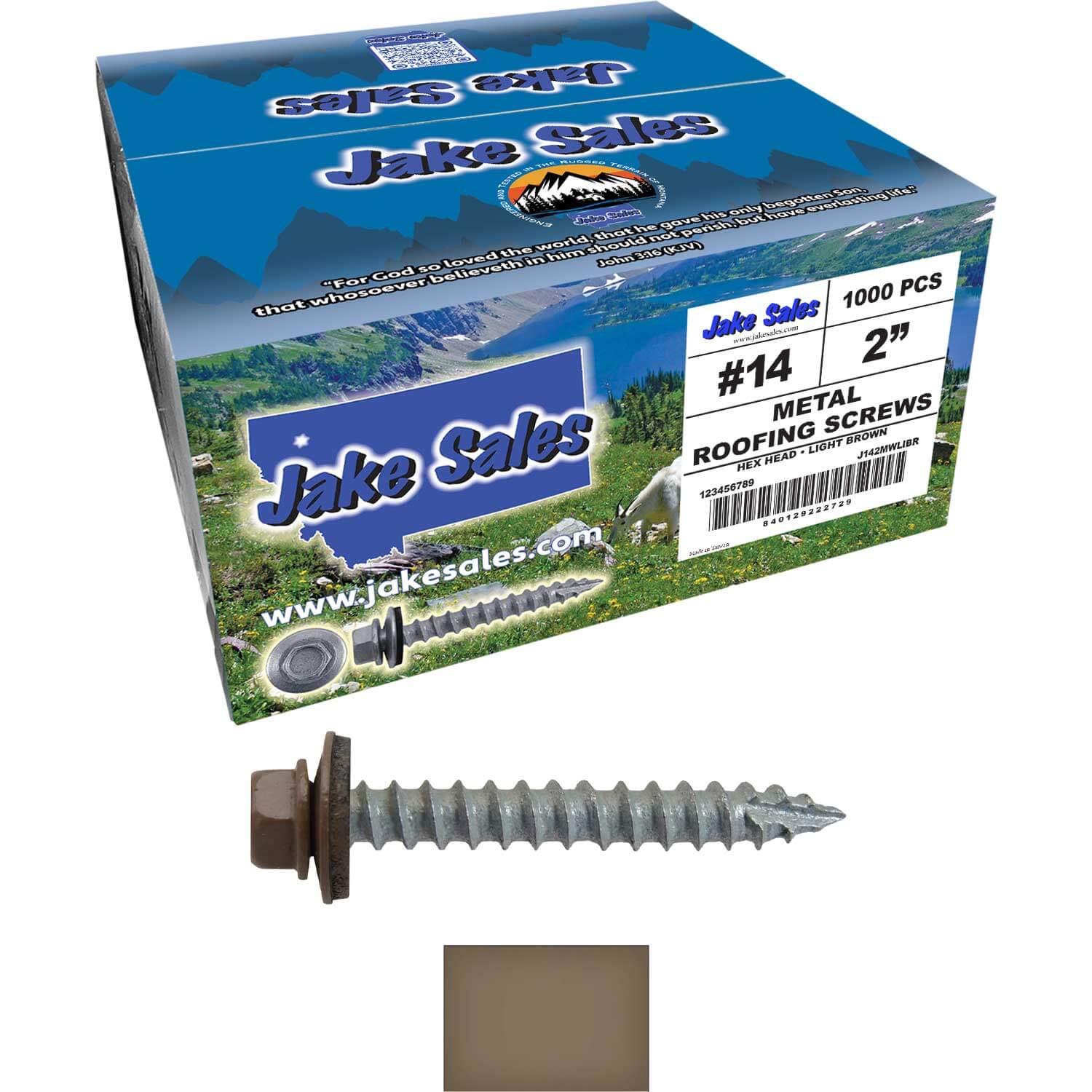 #14 x 2" Metal ROOFING SCREWS - Hex Washer Head - Self starting/self tapping - EPDM washer. Colored head. - Image 95