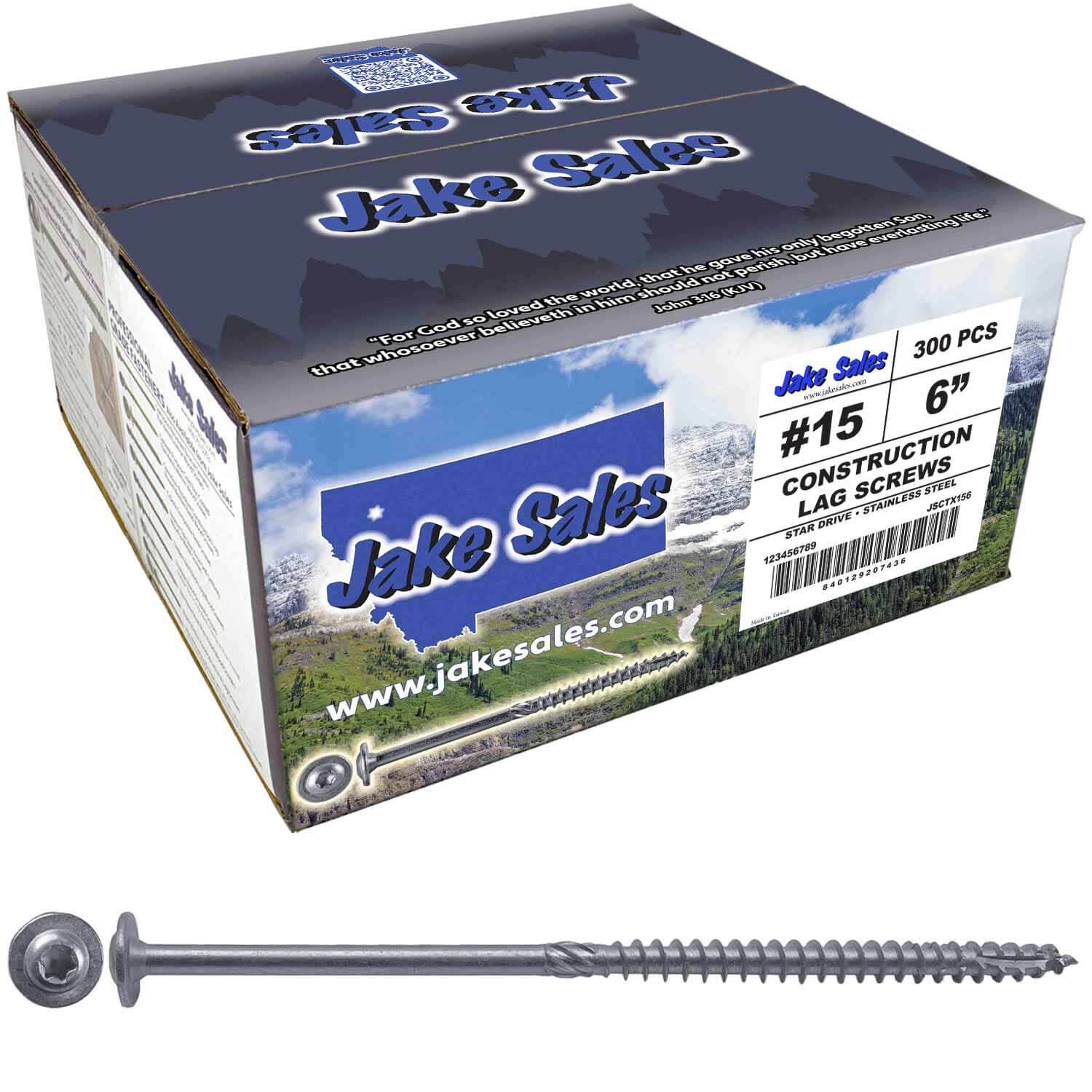 #15 Stainless Steel Construction Lag Screw  T-30 Torx/Star Drive Heavy Duty Lag Screw - Modified Truss Washer Head - Image 14