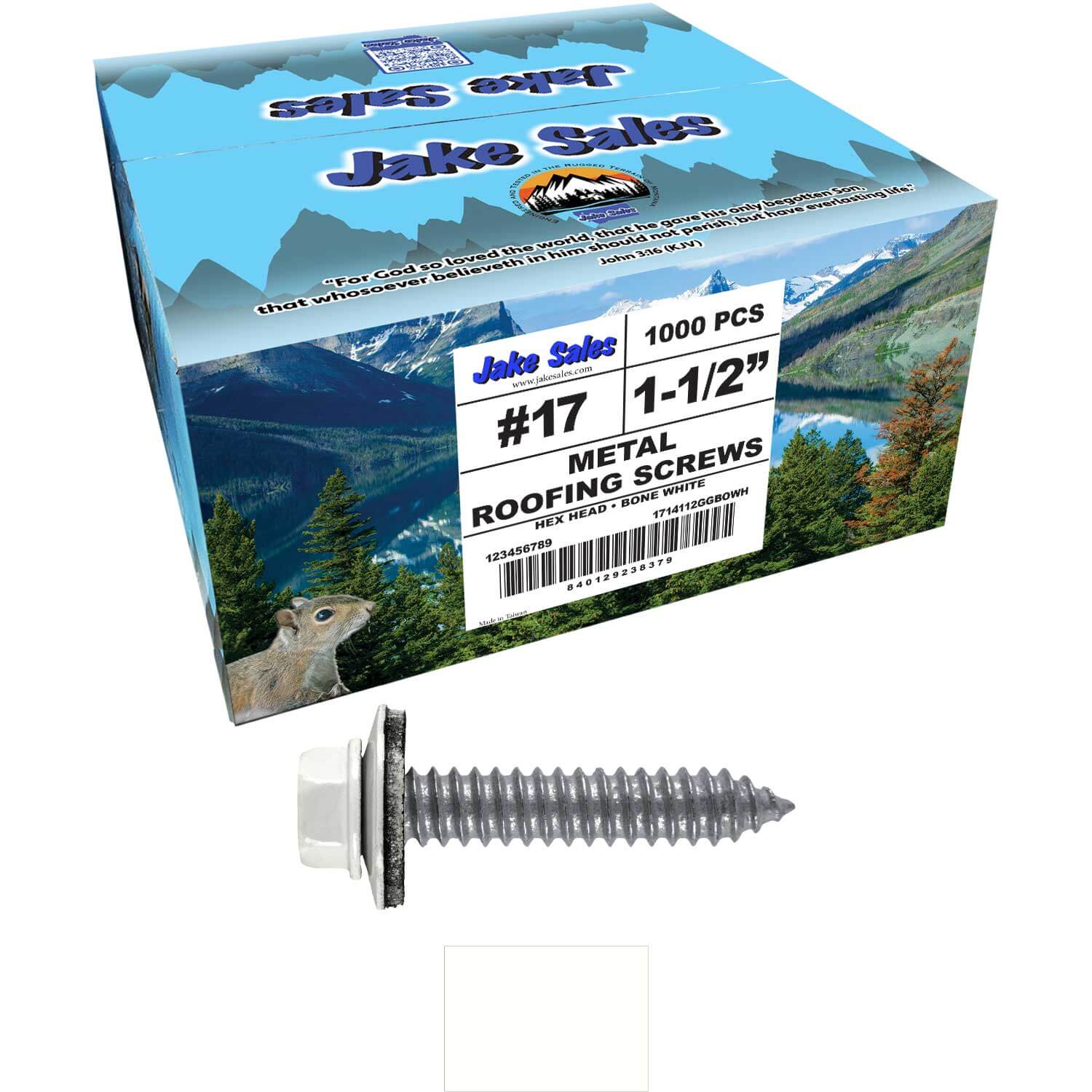 17 x 1-1/2 Metal Roofing Screws - Metal Panel to Metal Purlins and Recovery Screws - Hex Washer Head - EPDM washer. - Image 50