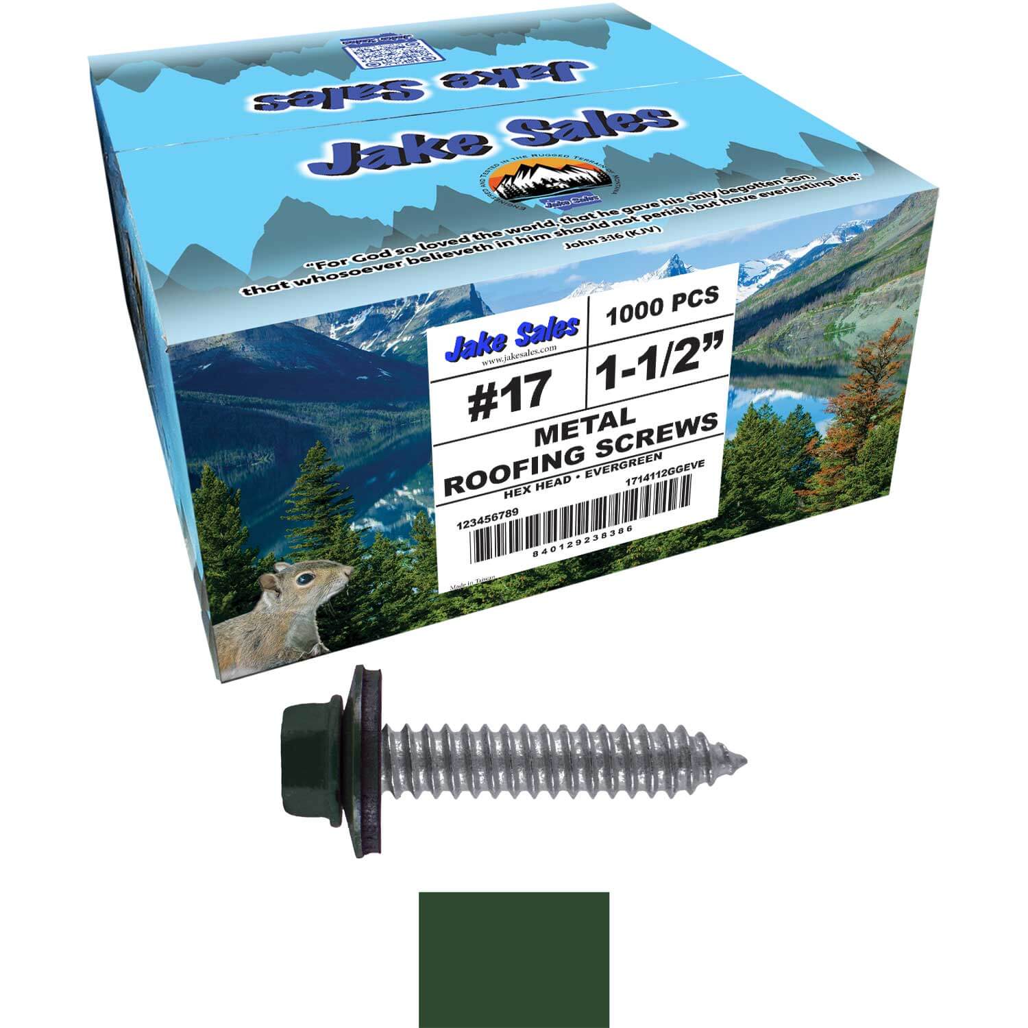 17 x 1-1/2 Metal Roofing Screws - Metal Panel to Metal Purlins and Recovery Screws - Hex Washer Head - EPDM washer. - Image 78