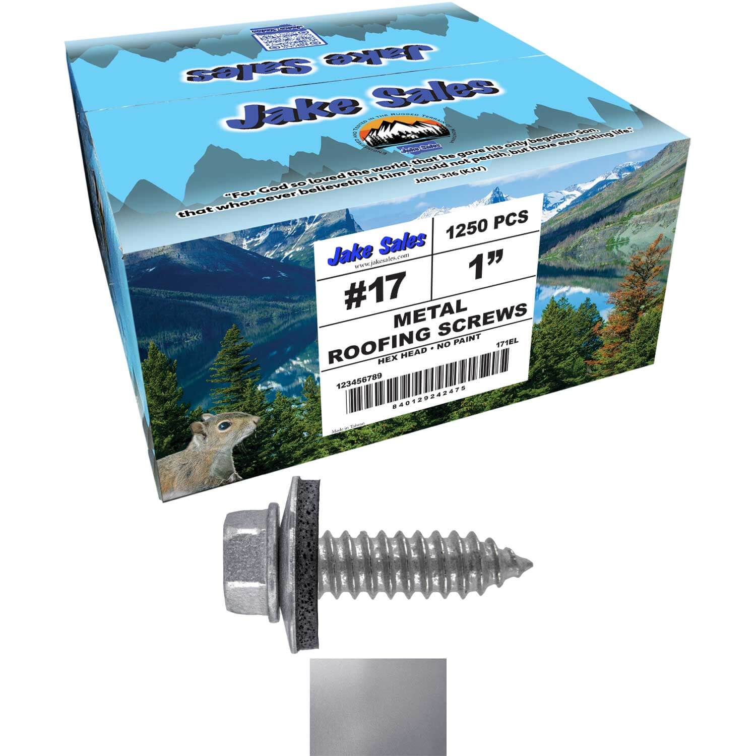 17 x 1"  Metal Roofing Screws - Metal Panel to Metal Purlins and Recovery Screws - Hex Washer Head - EPDM washer. - Image 102