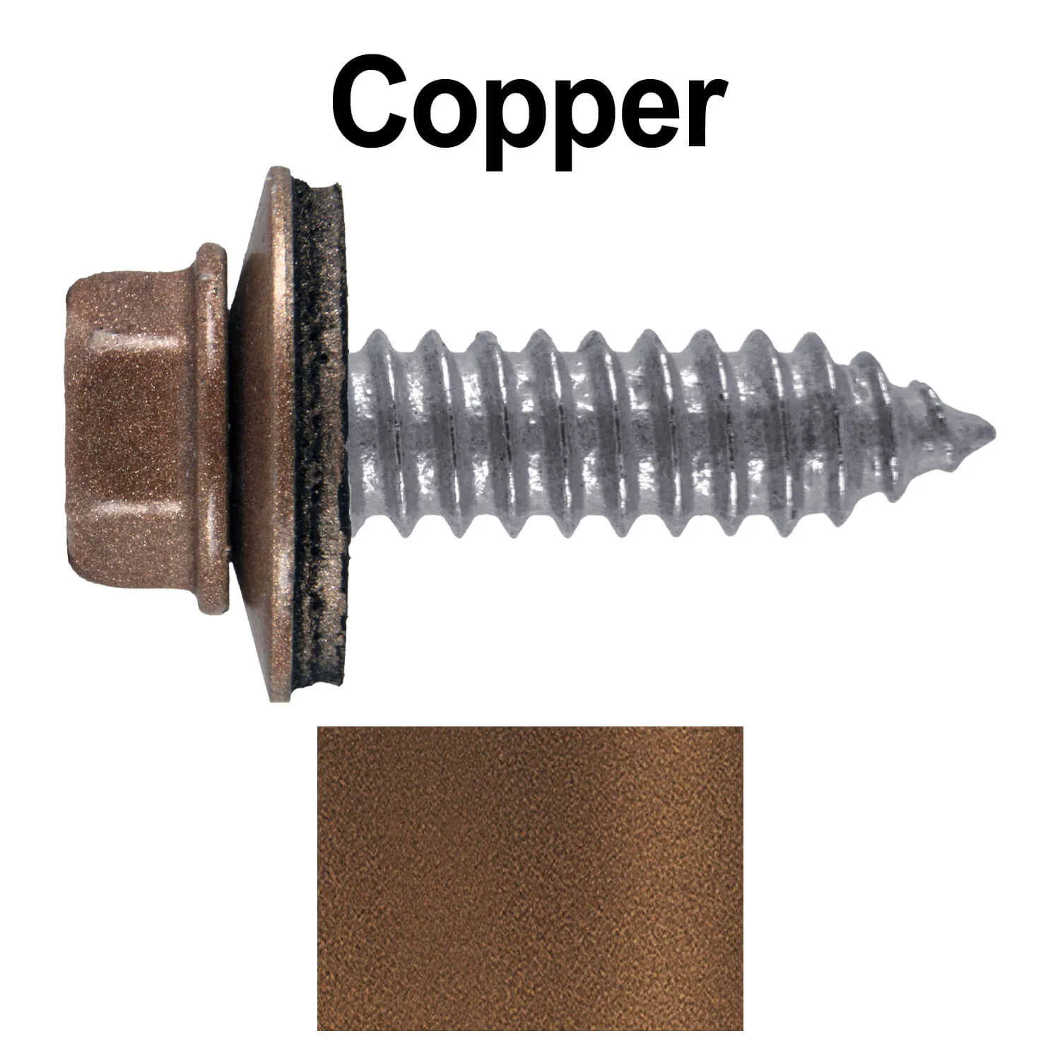 17 x 1"  Metal Roofing Screws - Metal Panel to Metal Purlins and Recovery Screws - Hex Washer Head - EPDM washer. - Image 15