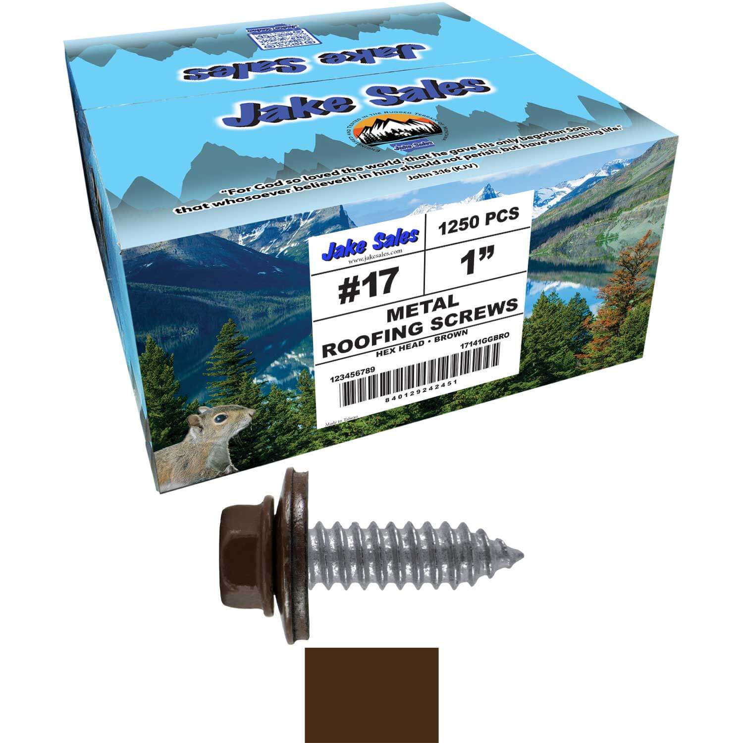 17 x 1"  Metal Roofing Screws - Metal Panel to Metal Purlins and Recovery Screws - Hex Washer Head - EPDM washer. - Image 54