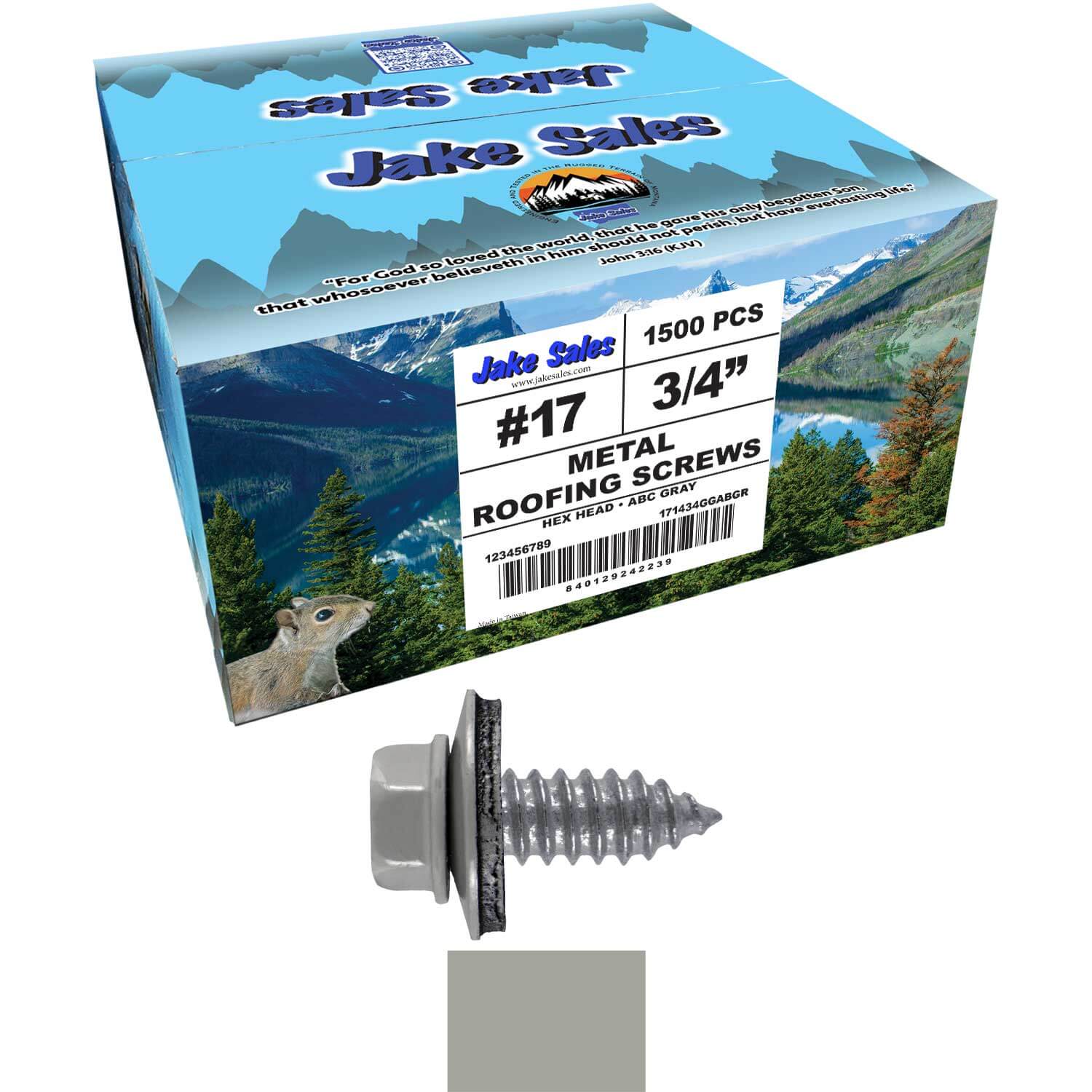 17 x 3/4" Metal Roofing Screws - Metal Panel to Metal Purlins and Recovery Screws - Hex Washer Head - EPDM washer. - Image 43