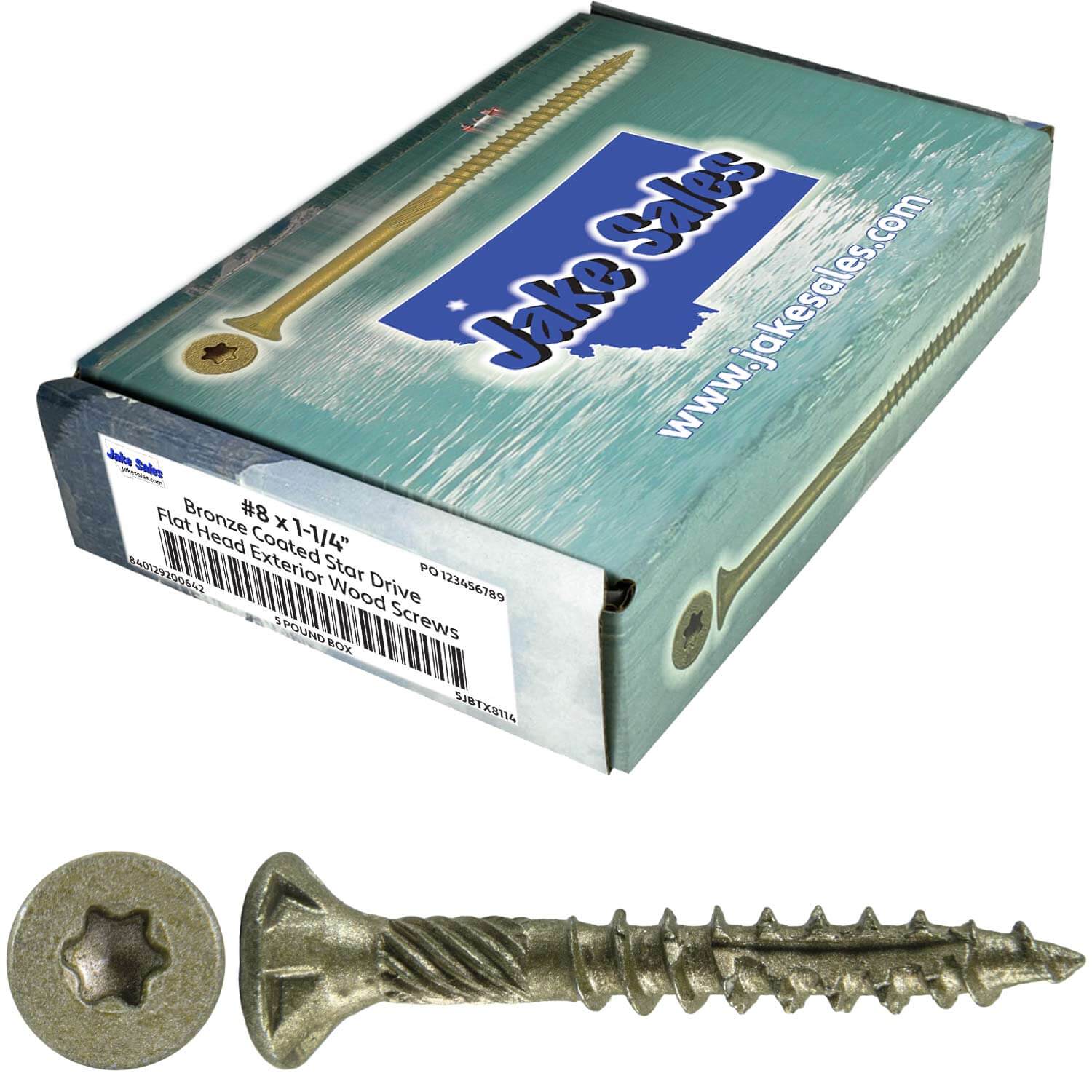 #8 x 3/4" - 2" Bronze Exterior Coated Wood Screw Torx/Star Drive Head - Multipurpose Exterior Coated Torx/Star Drive Wood Screws - Image 61