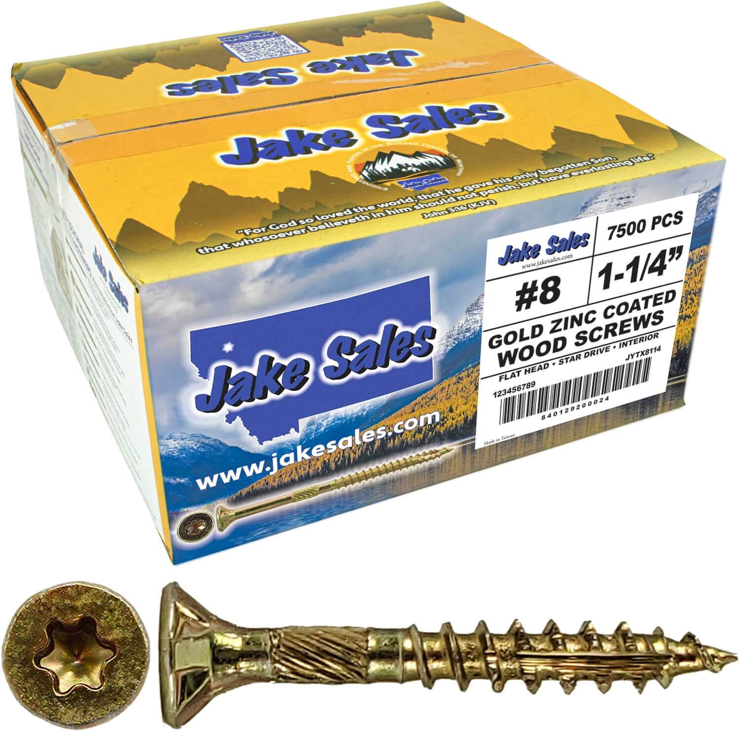 #8 Gold Star/Torx Drive Zinc Coated T-20 Flat Head Wood Screws - Image 53