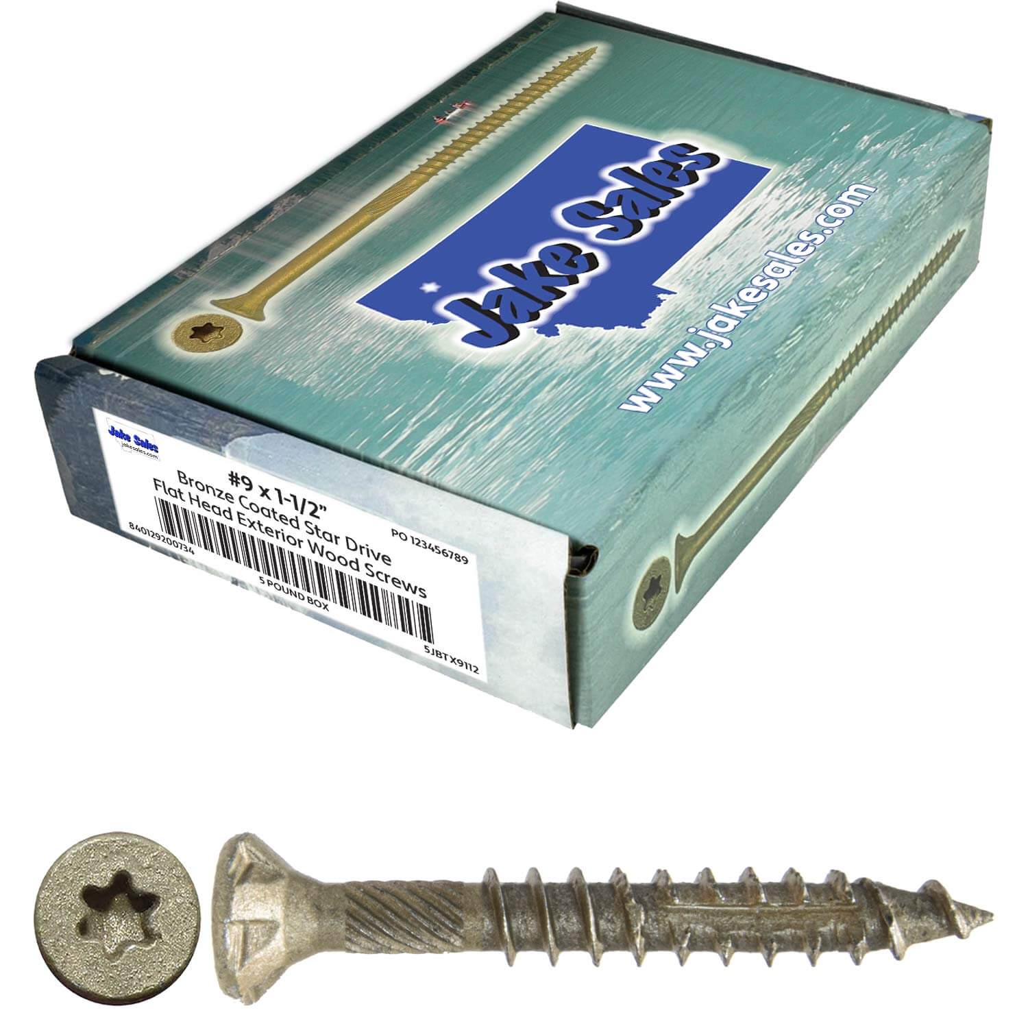 #9 x 1-1/2" - 3-1/8" Bronze Exterior Coated Wood Screw Torx/Star Drive Head - Multipurpose Exterior Coated Torx/Star Drive Wood Screws - Image 60