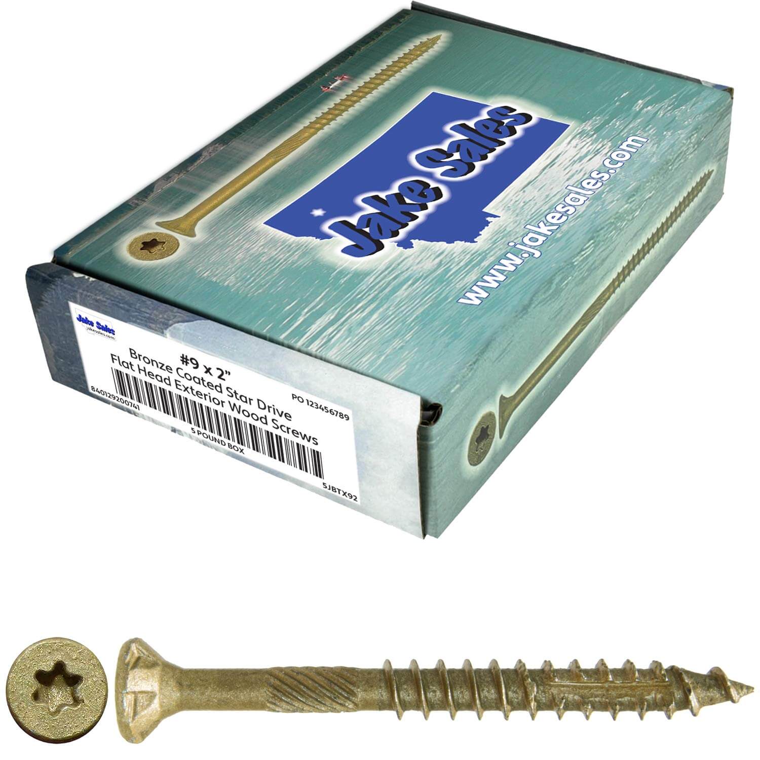 #9 x 1-1/2" - 3-1/8" Bronze Exterior Coated Wood Screw Torx/Star Drive Head - Multipurpose Exterior Coated Torx/Star Drive Wood Screws - Image 92