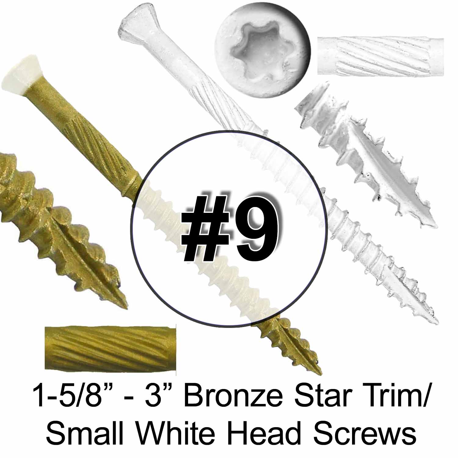 #9 Bronze Star WHITE TRIM HEAD Wood Screw Torx/Star Drive Head- Multipurpose Exterior Coated Torx/Star Drive Wood Screws - Image 38