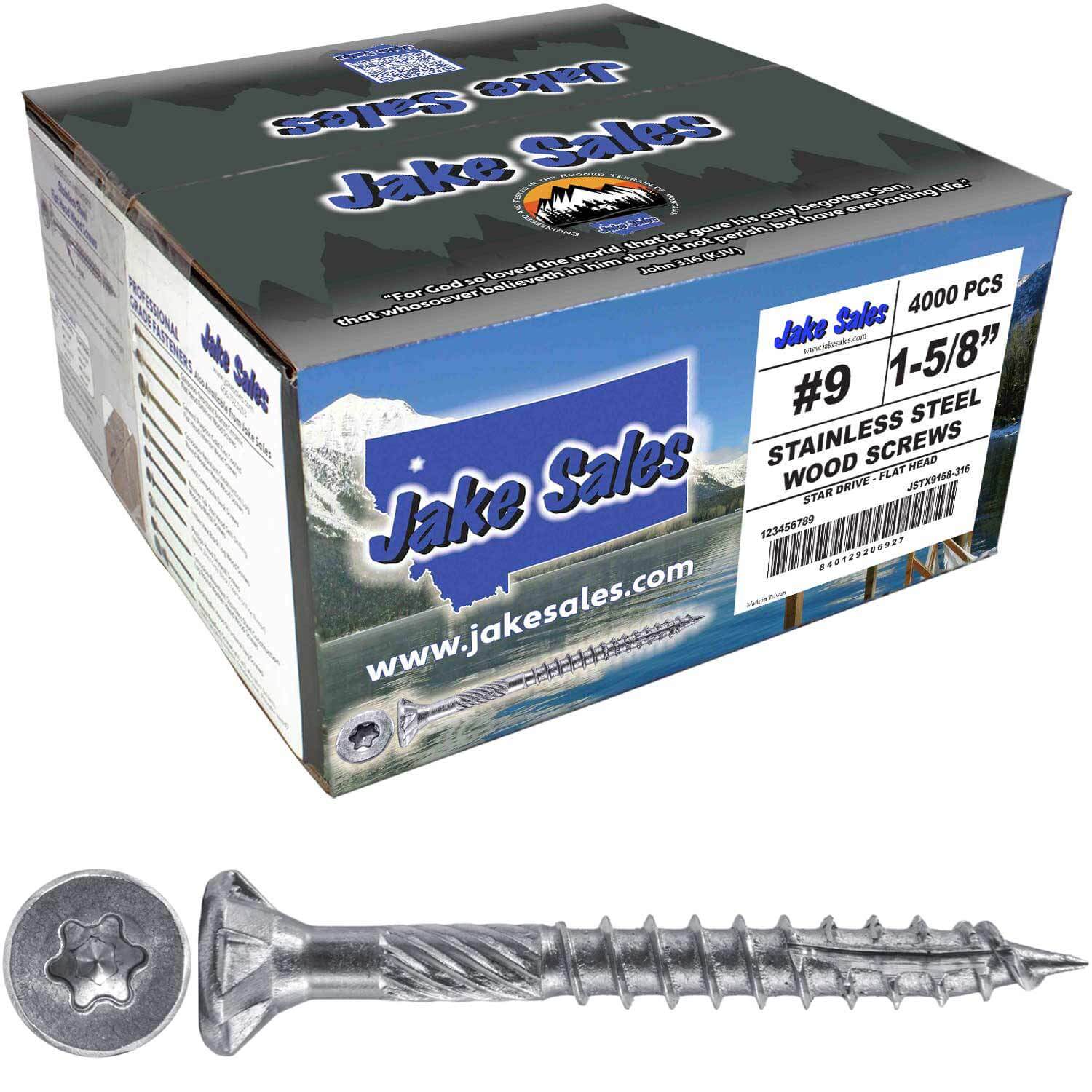 #9 Silver Star Stainless Steel Wood Screw Torx/Star Drive Head - Grade 300 Series Stainless Steel Torx/Star Drive Wood Screws - Image 19