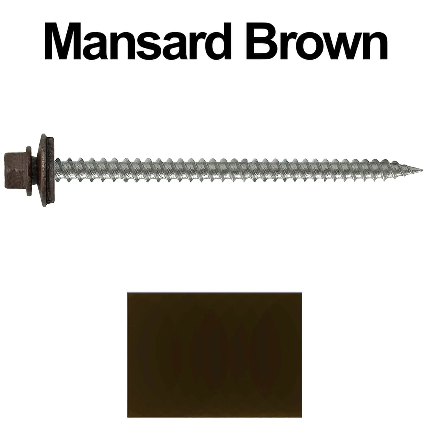 #9 x 3" Stainless Steel Metal Roofing Screws - Hex Washer Head - Self starting/self tapping - EPDM washer. Colored head. - Image 104