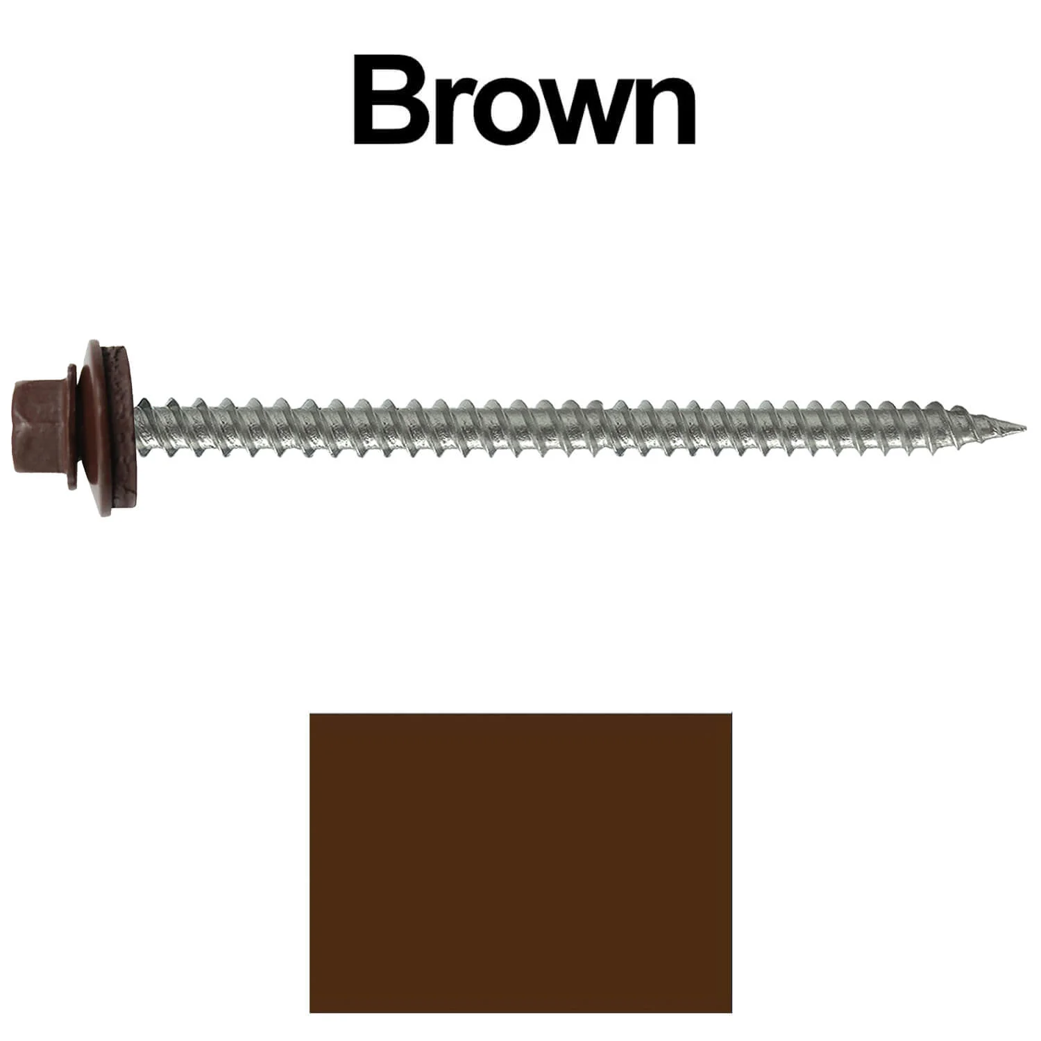 #9 x 3" Stainless Steel Metal Roofing Screws - Hex Washer Head - Self starting/self tapping - EPDM washer. Colored head. - Image 132