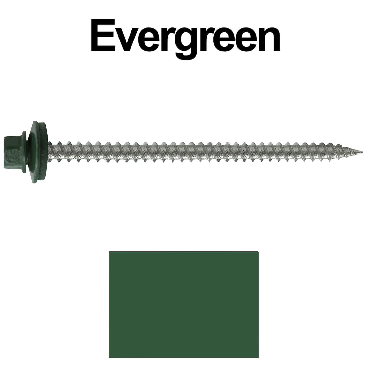#9 x 3" Stainless Steel Metal Roofing Screws - Hex Washer Head - Self starting/self tapping - EPDM washer. Colored head. - Image 144
