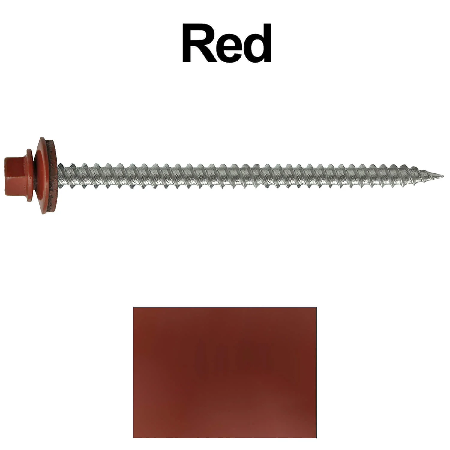 #9 x 3" Stainless Steel Metal Roofing Screws - Hex Washer Head - Self starting/self tapping - EPDM washer. Colored head. - Image 160