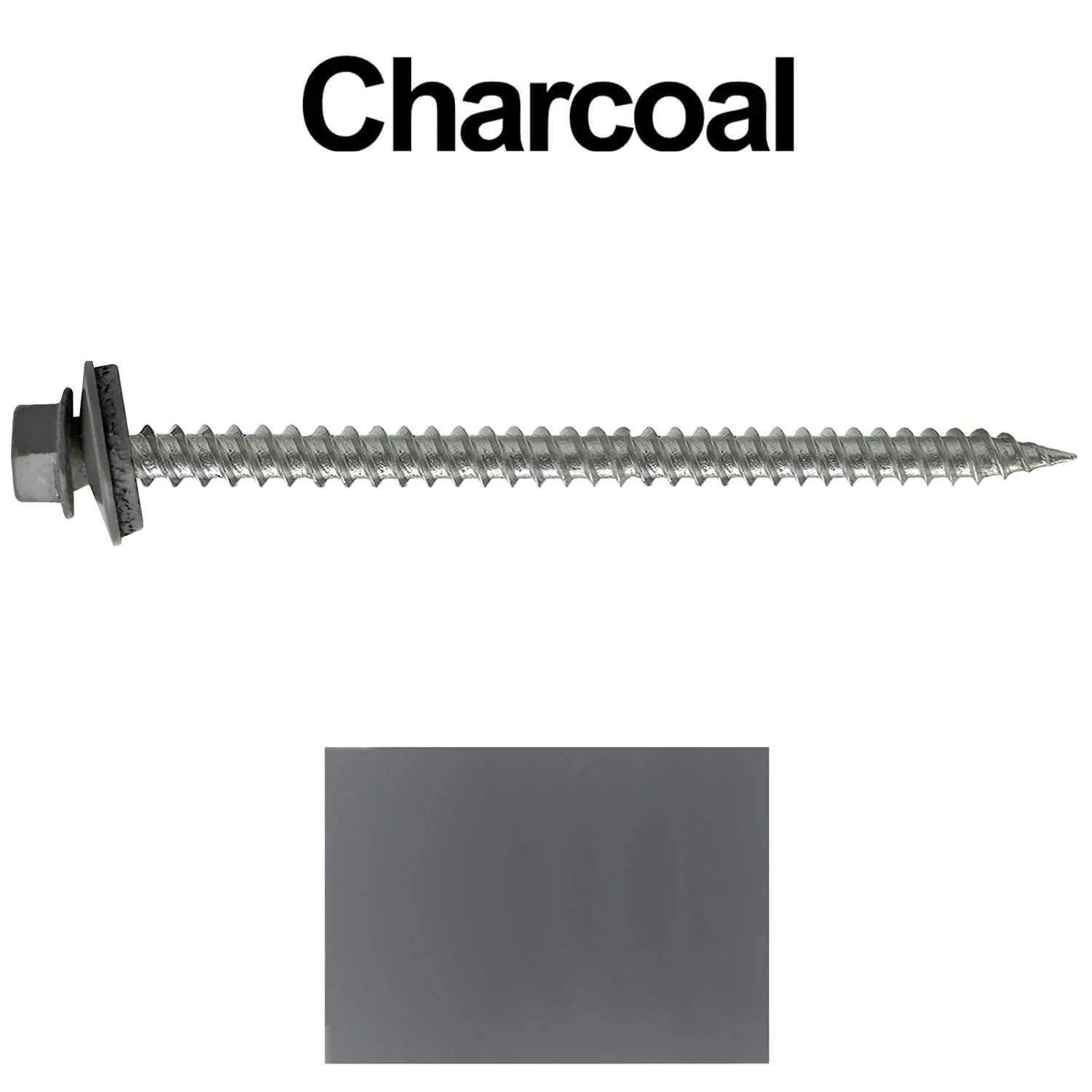 #9 x 3" Stainless Steel Metal Roofing Screws - Hex Washer Head - Self starting/self tapping - EPDM washer. Colored head. - Image 187