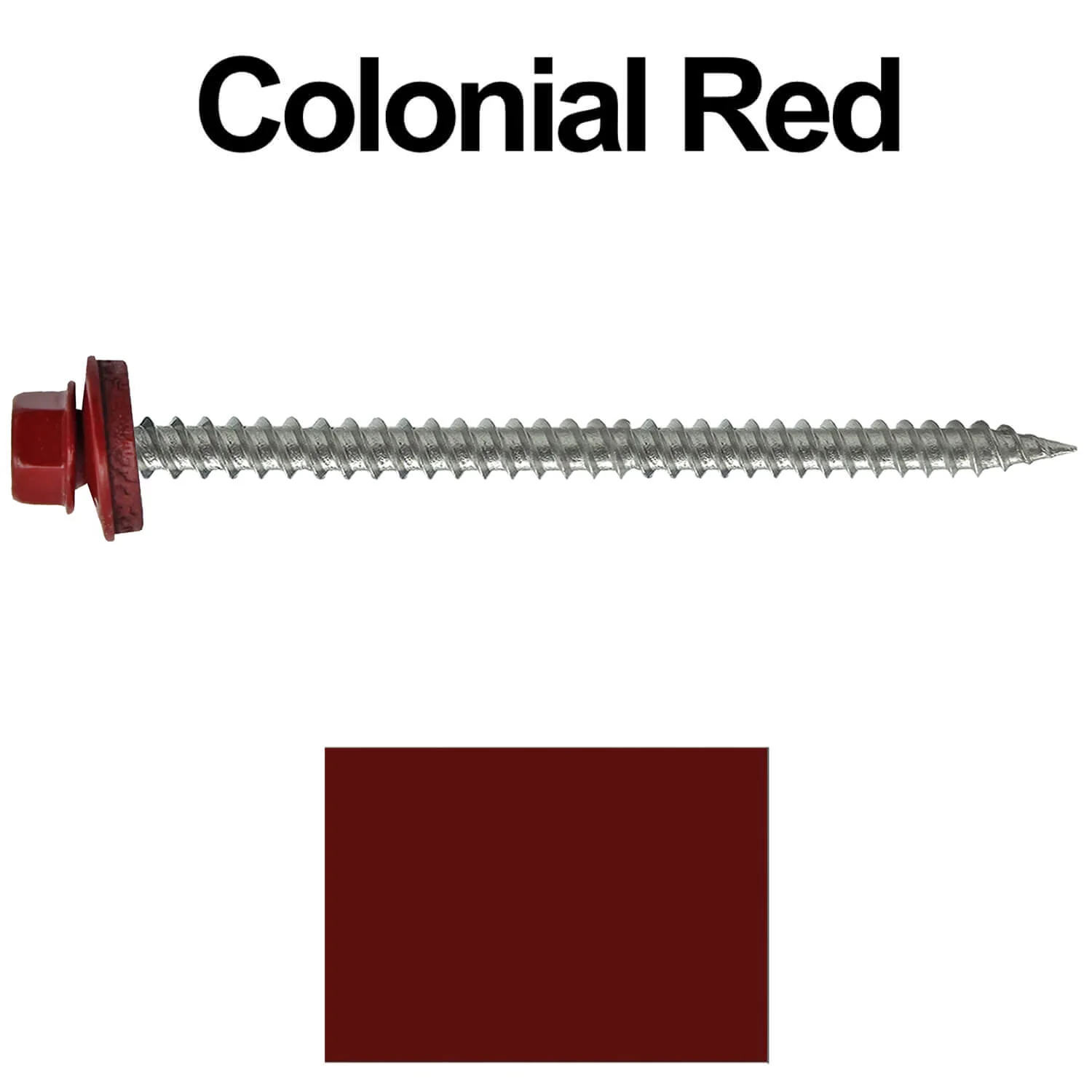 #9 x 3" Stainless Steel Metal Roofing Screws - Hex Washer Head - Self starting/self tapping - EPDM washer. Colored head. - Image 191