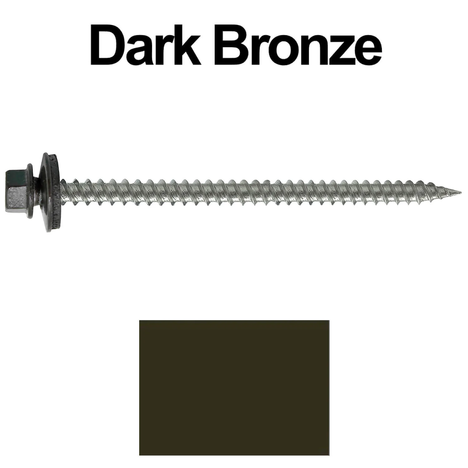 #9 x 3" Stainless Steel Metal Roofing Screws - Hex Washer Head - Self starting/self tapping - EPDM washer. Colored head. - Image 198