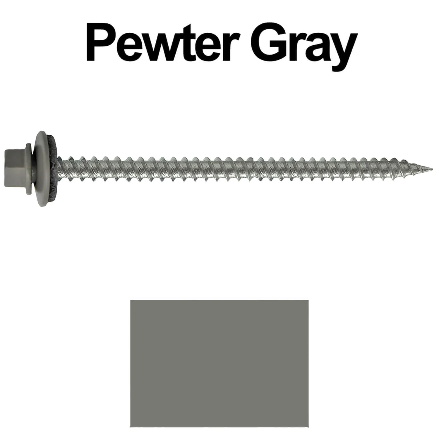 #9 x 3" Stainless Steel Metal Roofing Screws - Hex Washer Head - Self starting/self tapping - EPDM washer. Colored head. - Image 235