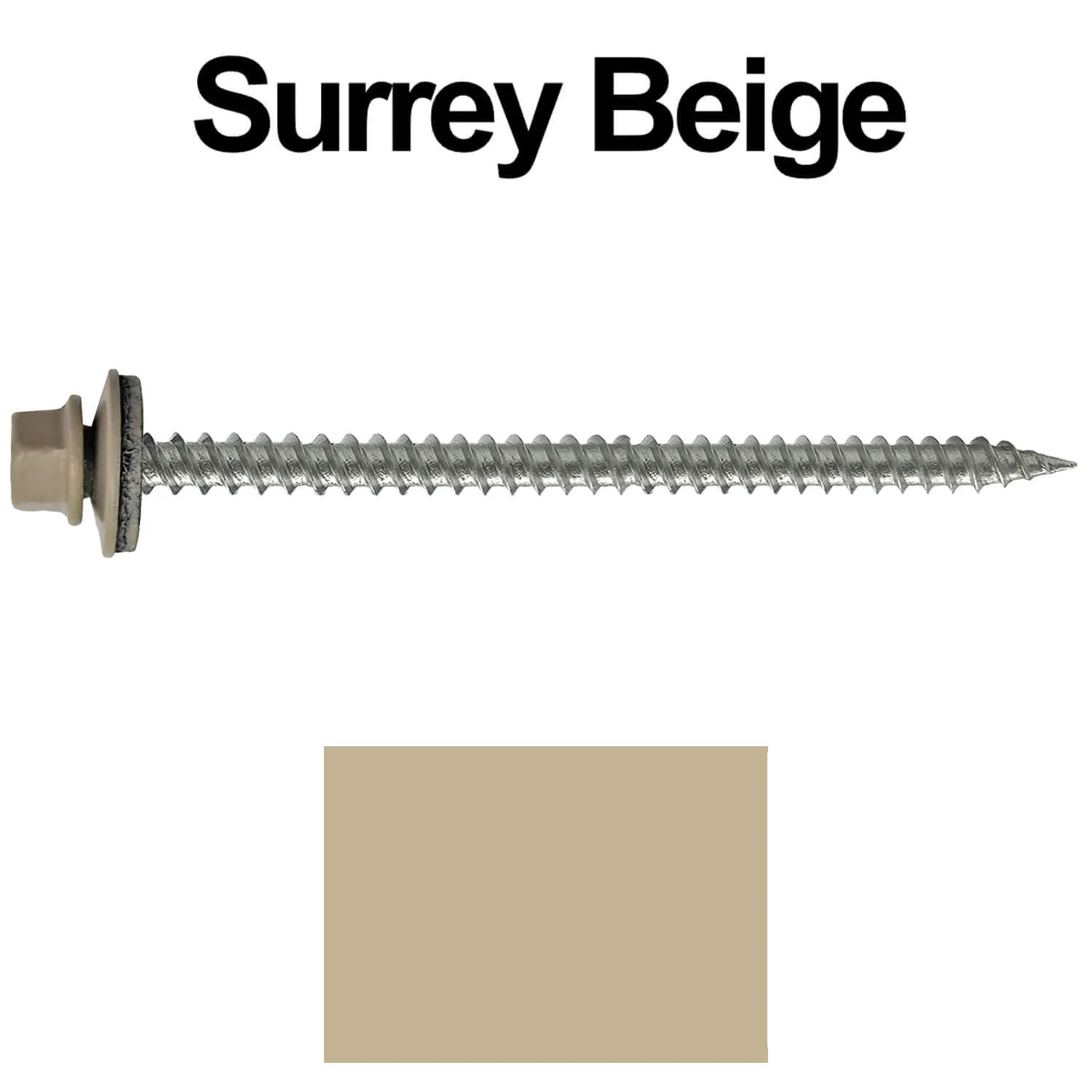 #9 x 3" Stainless Steel Metal Roofing Screws - Hex Washer Head - Self starting/self tapping - EPDM washer. Colored head. - Image 243