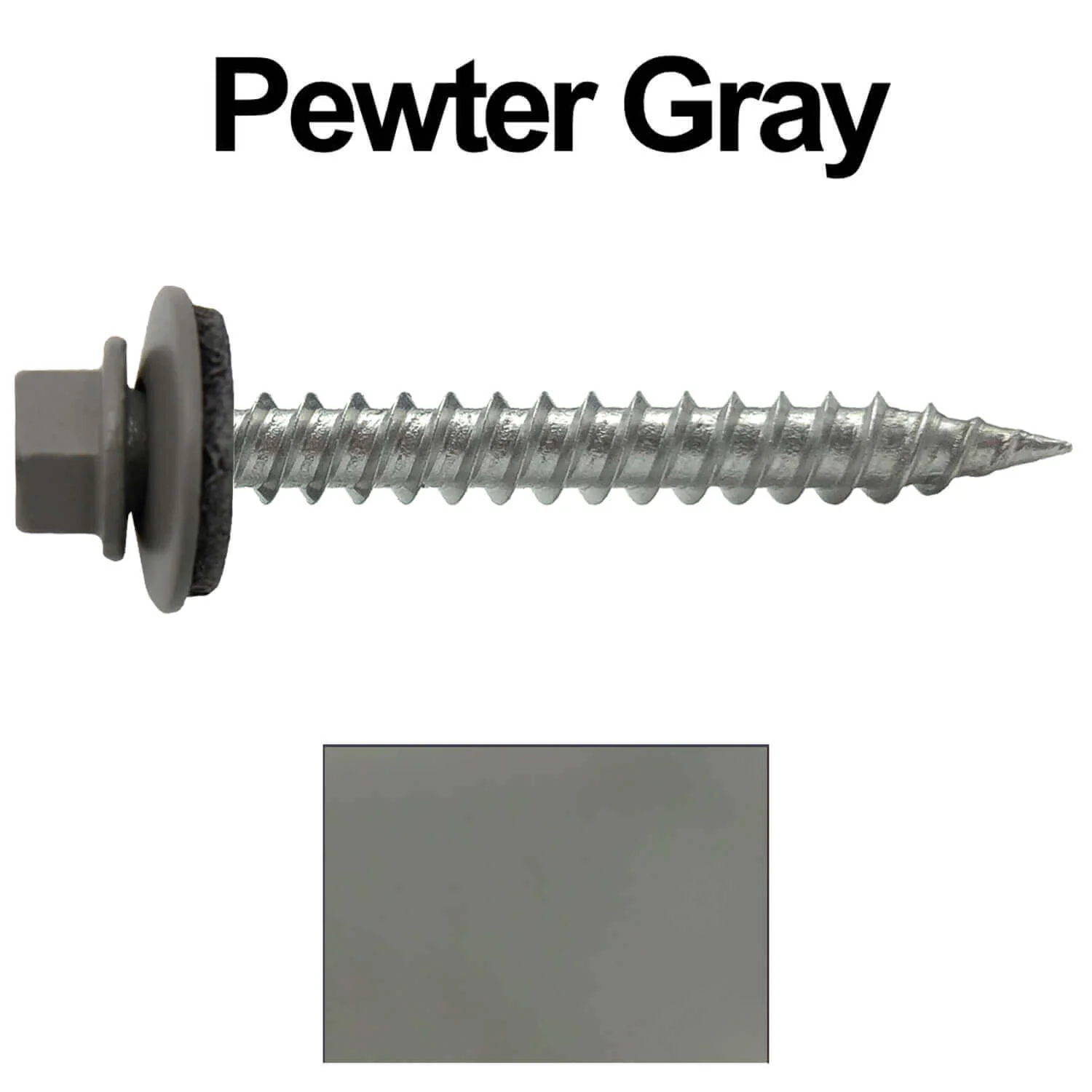 #9 x 1-1/2" Stainless Steel Metal Roofing Screws - Hex Washer Head - Self-Piercing (SP) tip metal to wood siding screws. EPDM washer. Colored head. - Image 37