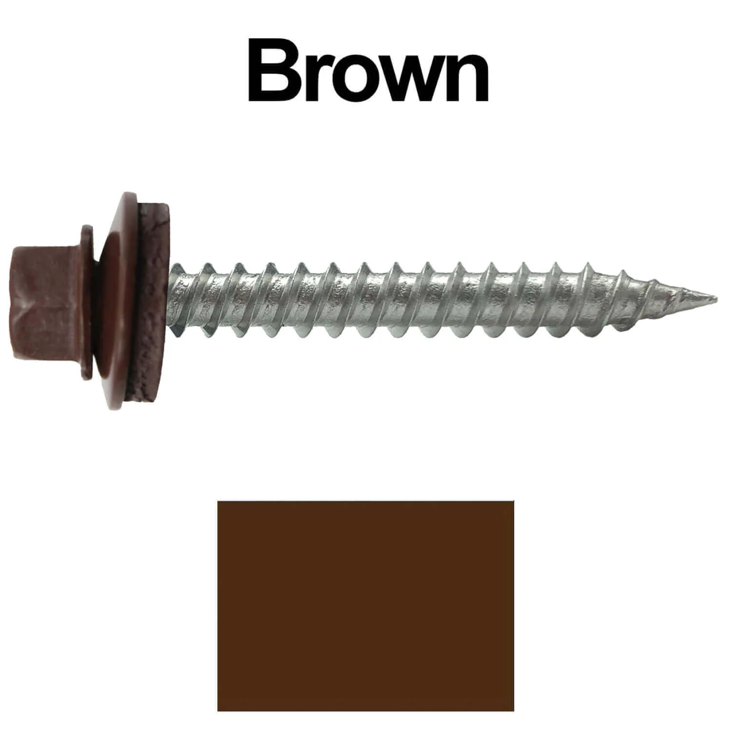 #9 x 1-1/2" Stainless Steel Metal Roofing Screws - Hex Washer Head - Self-Piercing (SP) tip metal to wood siding screws. EPDM washer. Colored head. - Image 59