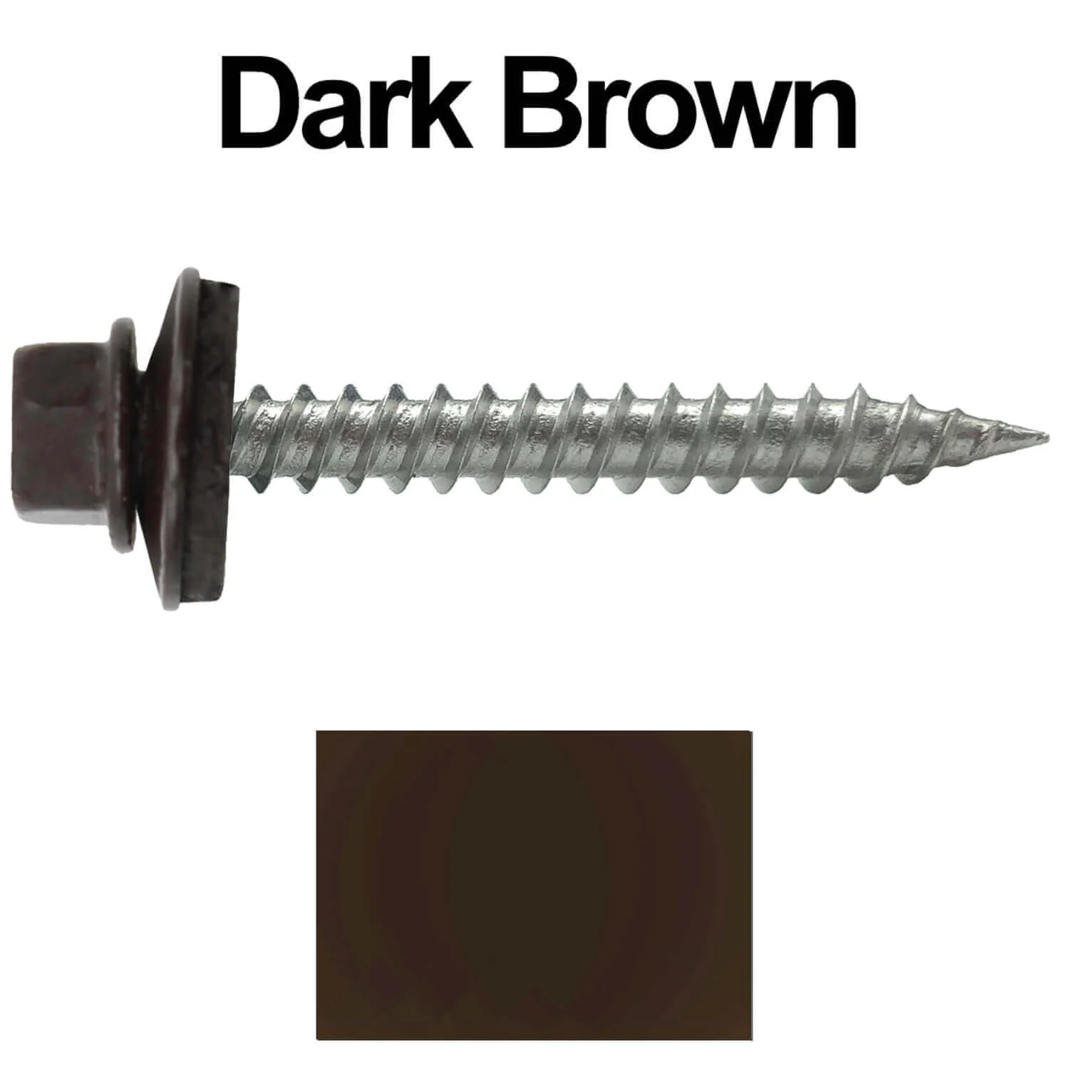 #9 x 1-1/2" Stainless Steel Metal Roofing Screws - Hex Washer Head - Self-Piercing (SP) tip metal to wood siding screws. EPDM washer. Colored head. - Image 78