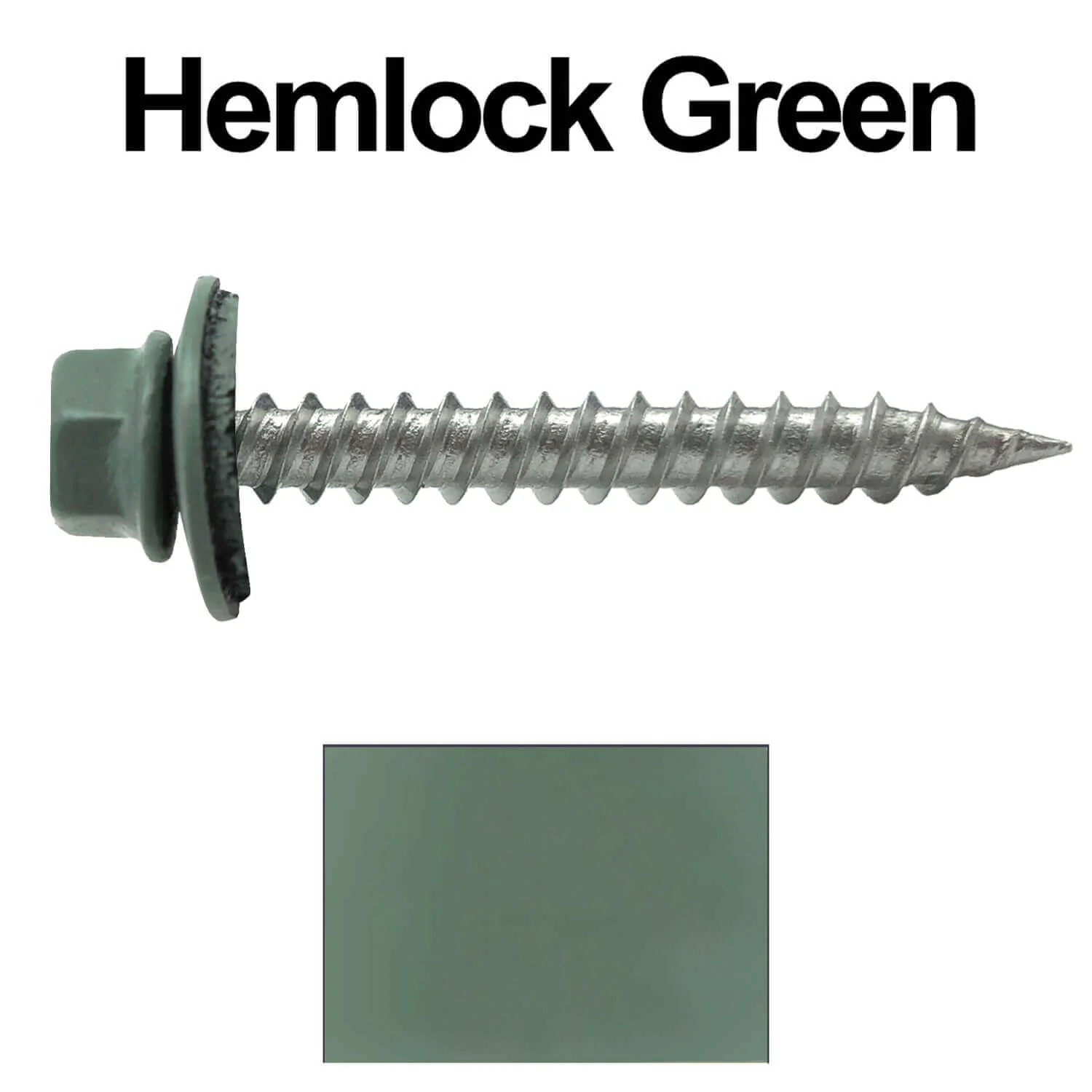 #9 x 1-1/2" Stainless Steel Metal Roofing Screws - Hex Washer Head - Self-Piercing (SP) tip metal to wood siding screws. EPDM washer. Colored head. - Image 90