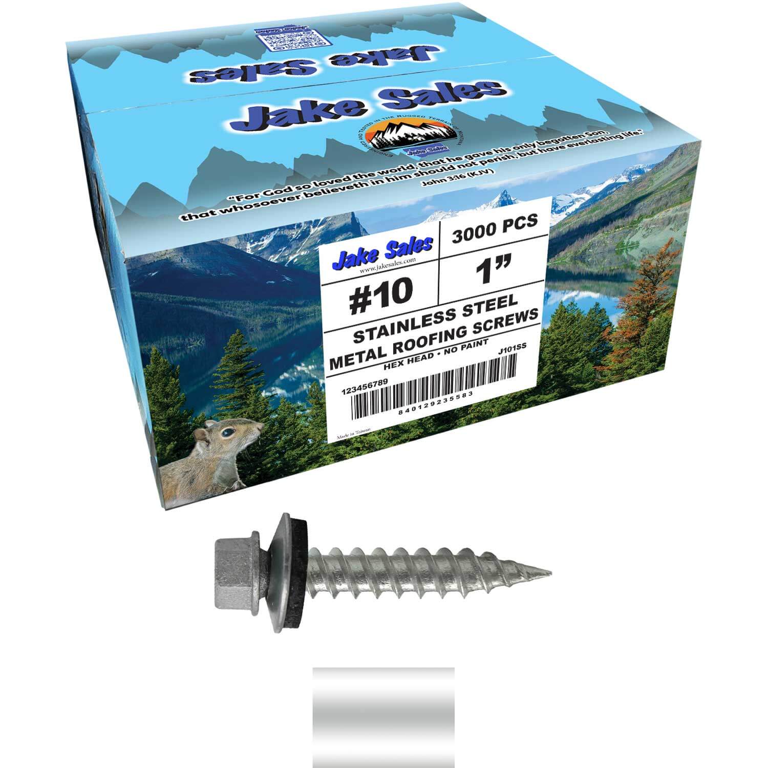 #9 x 1" Stainless Steel Metal Roofing Screws - Hex Washer Head - Self-Piercing (SP) tip metal to wood siding screws. EPDM washer. Colored head. - Image 118