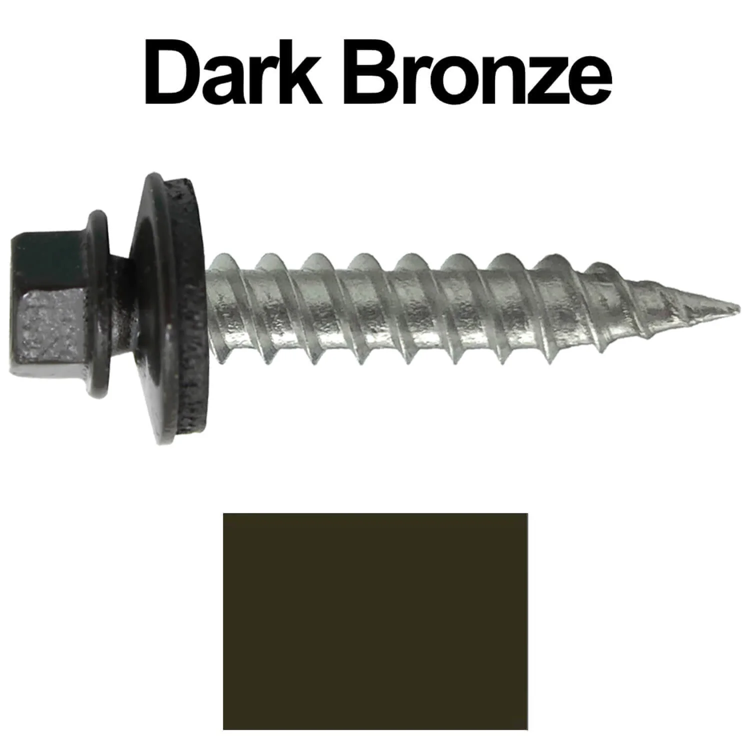 #9 x 1" Stainless Steel Metal Roofing Screws - Hex Washer Head - Self-Piercing (SP) tip metal to wood siding screws. EPDM washer. Colored head. - Image 20