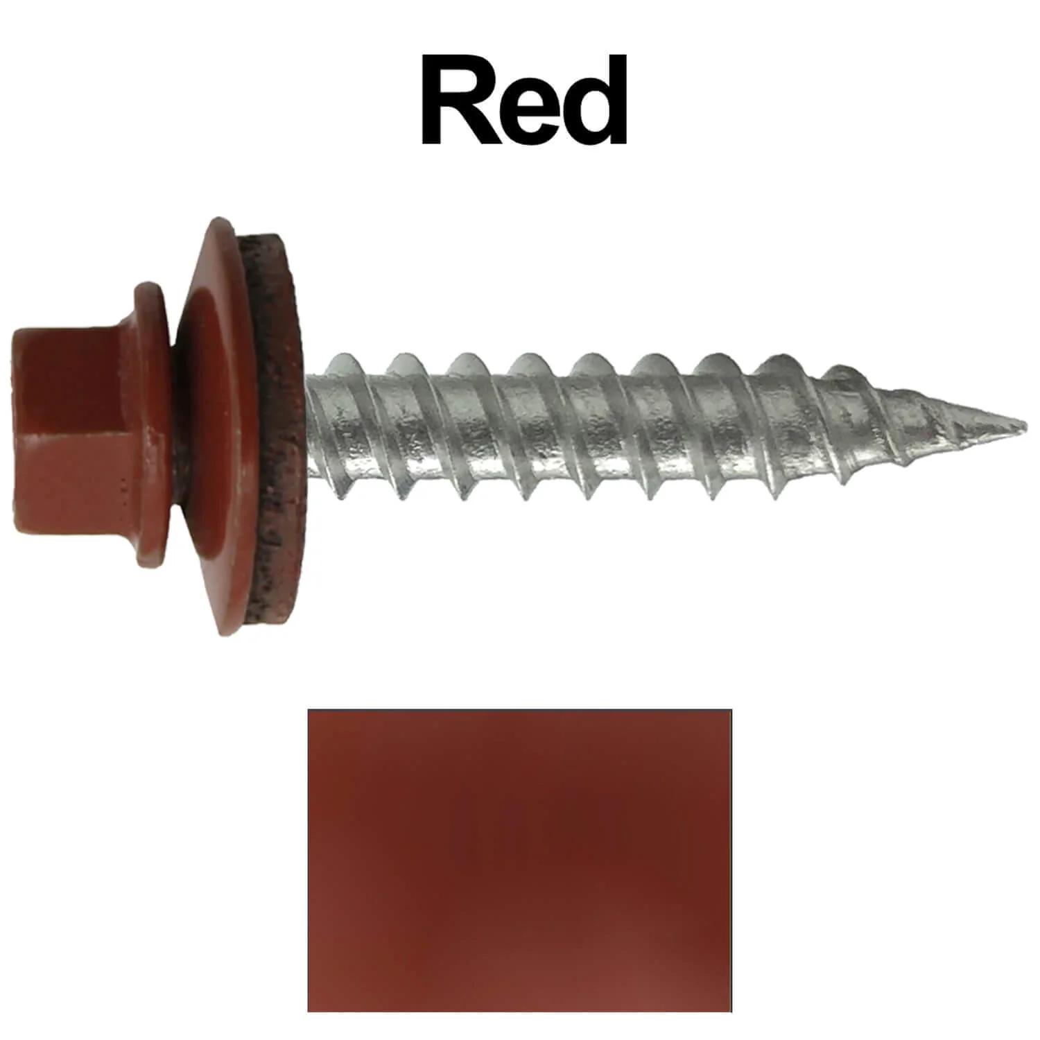 #9 x 1" Stainless Steel Metal Roofing Screws - Hex Washer Head - Self-Piercing (SP) tip metal to wood siding screws. EPDM washer. Colored head. - Image 38
