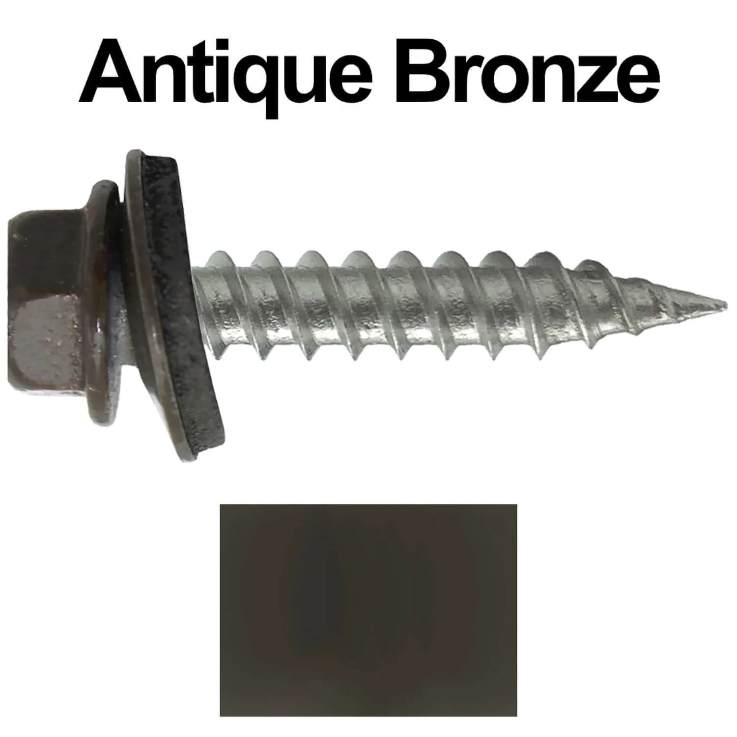 #9 x 1" Stainless Steel Metal Roofing Screws - Hex Washer Head - Self-Piercing (SP) tip metal to wood siding screws. EPDM washer. Colored head. - Image 7