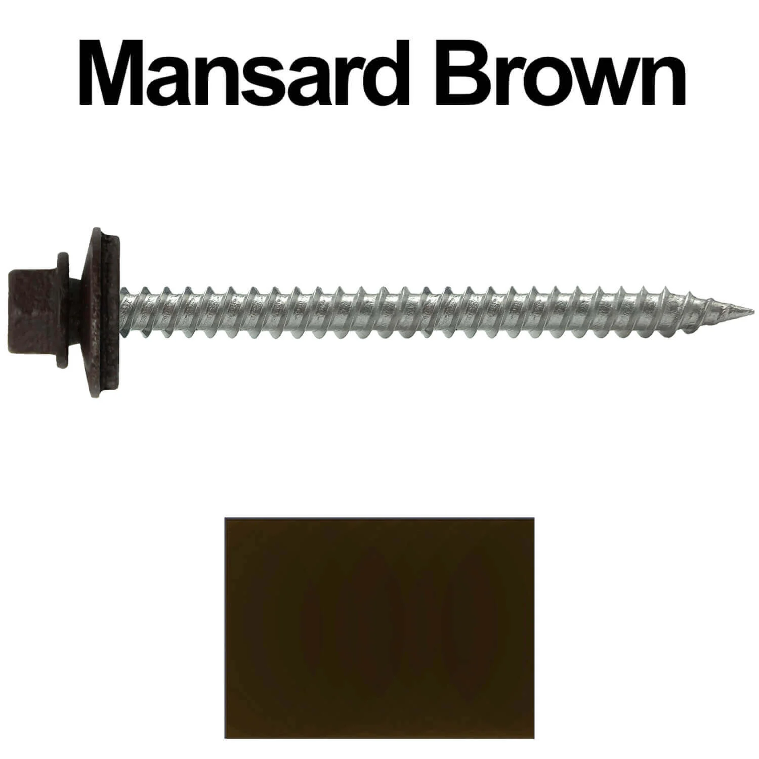 9 x 2-1/2" - Stainless Steel Metal Roofing Screws - Hex Washer Head -  Self starting metal to wood siding screws. EPDM washer. Colored head. - Image 105