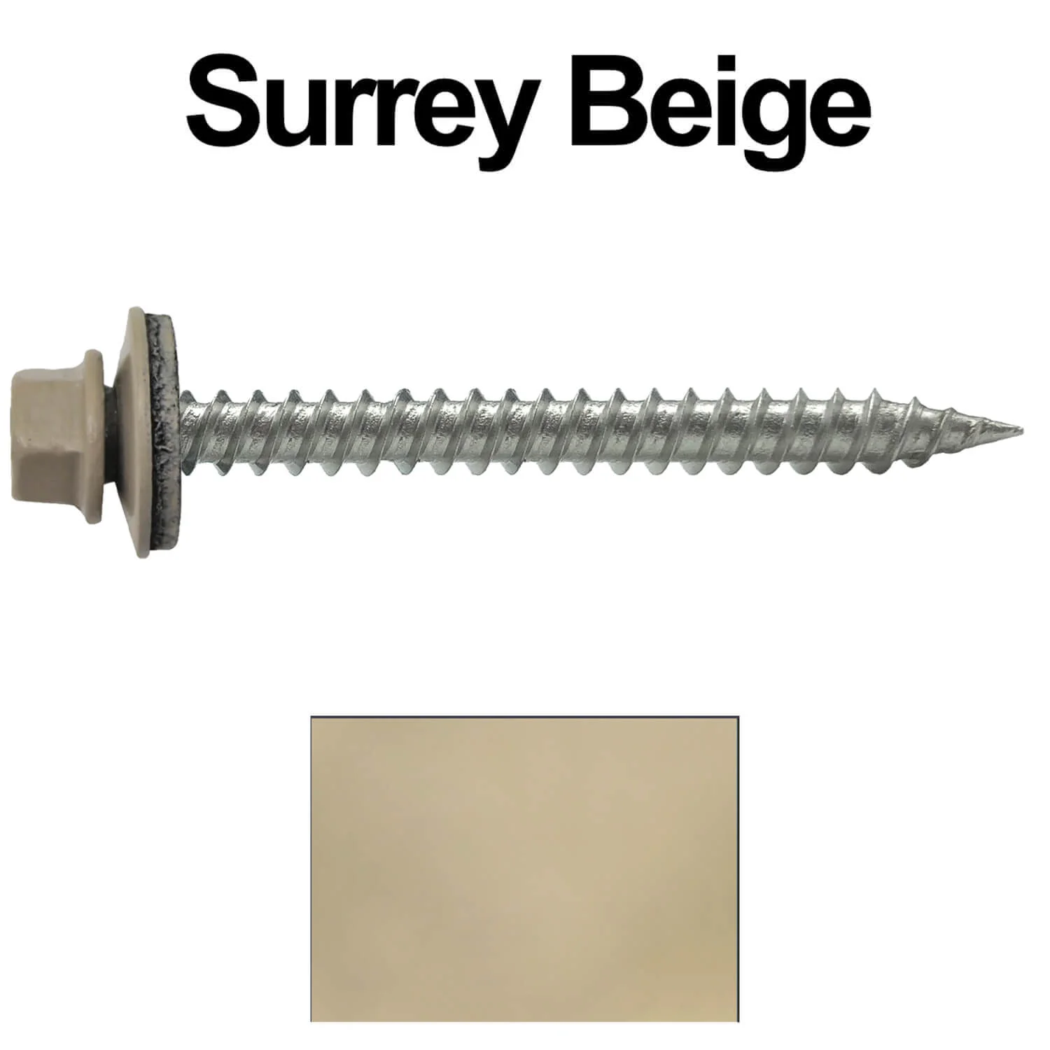 #9 x 2" Stainless Steel Metal Roofing Screws - Hex Washer Head - Self-Piercing (SP) tip metal to wood. EPDM washer. Colored head. - Image 119