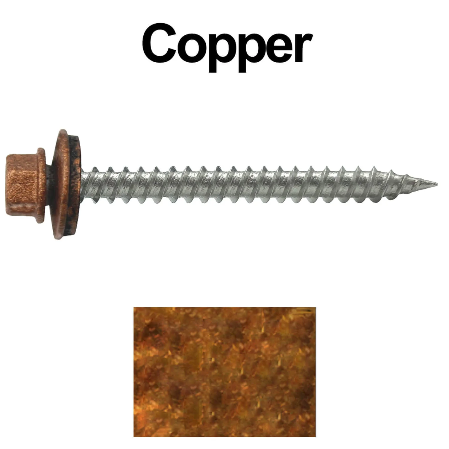 #9 x 2" Stainless Steel Metal Roofing Screws - Hex Washer Head - Self-Piercing (SP) tip metal to wood. EPDM washer. Colored head. - Image 70
