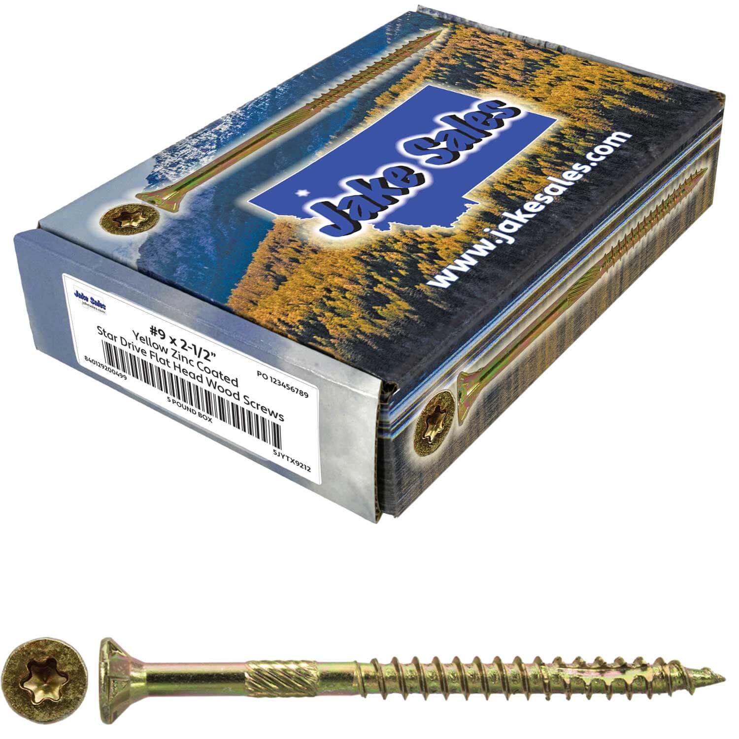 #9 Gold Star/Torx Drive Zinc Coated T-25 Flat Head Wood Screws - Image 15