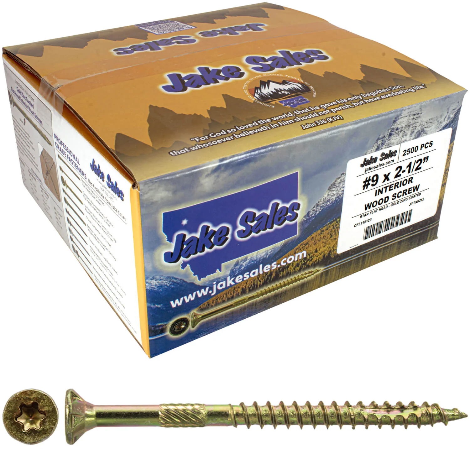 #9 Gold Star/Torx Drive Zinc Coated T-25 Flat Head Wood Screws - Image 17