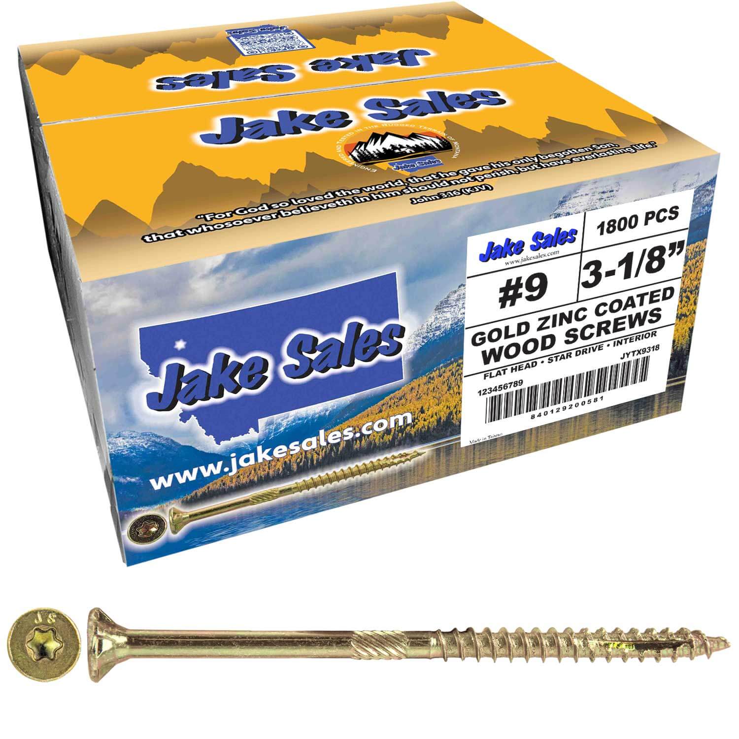 #9 Gold Star/Torx Drive Zinc Coated T-25 Flat Head Wood Screws - Image 26