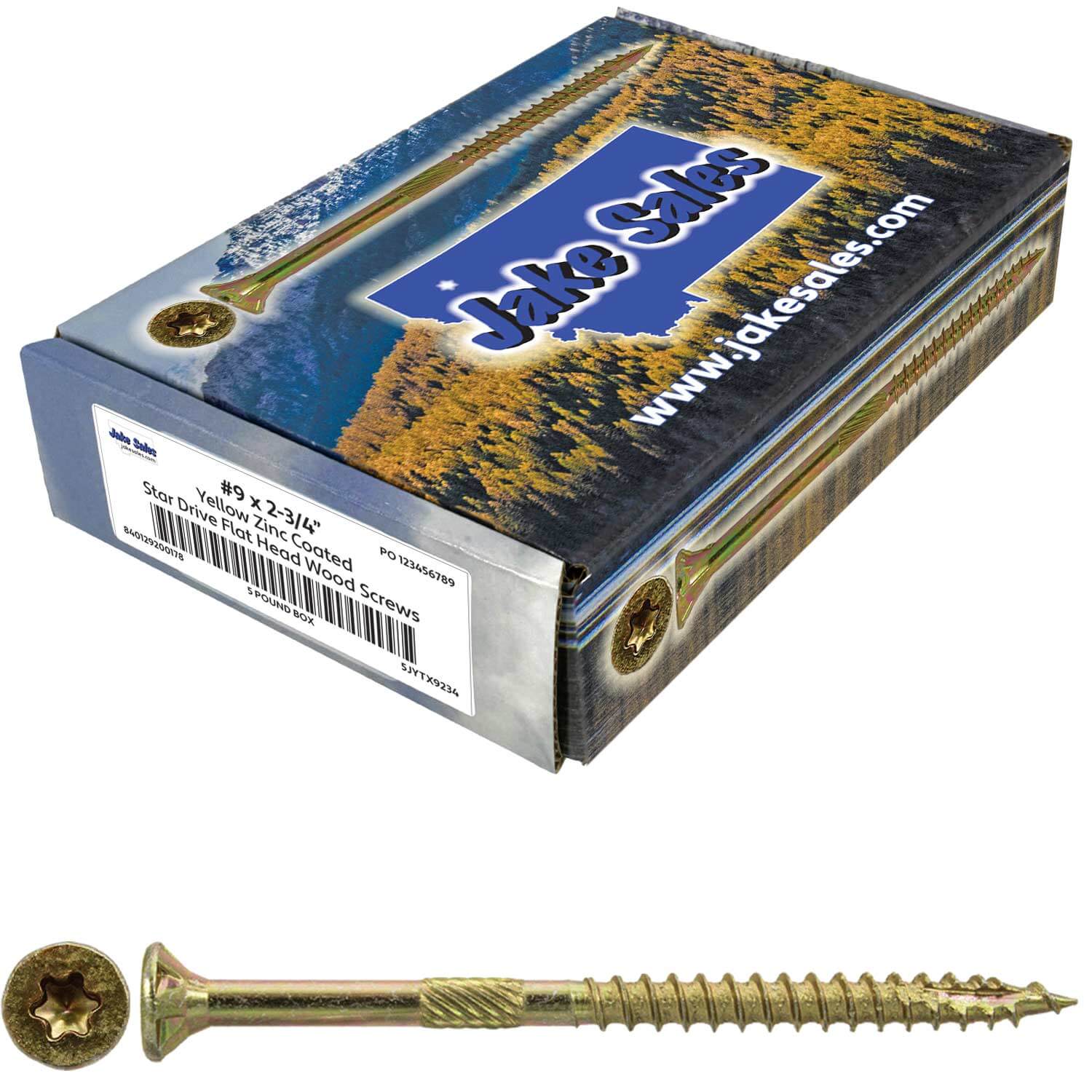 #9 Gold Star/Torx Drive Zinc Coated T-25 Flat Head Wood Screws - Image 37